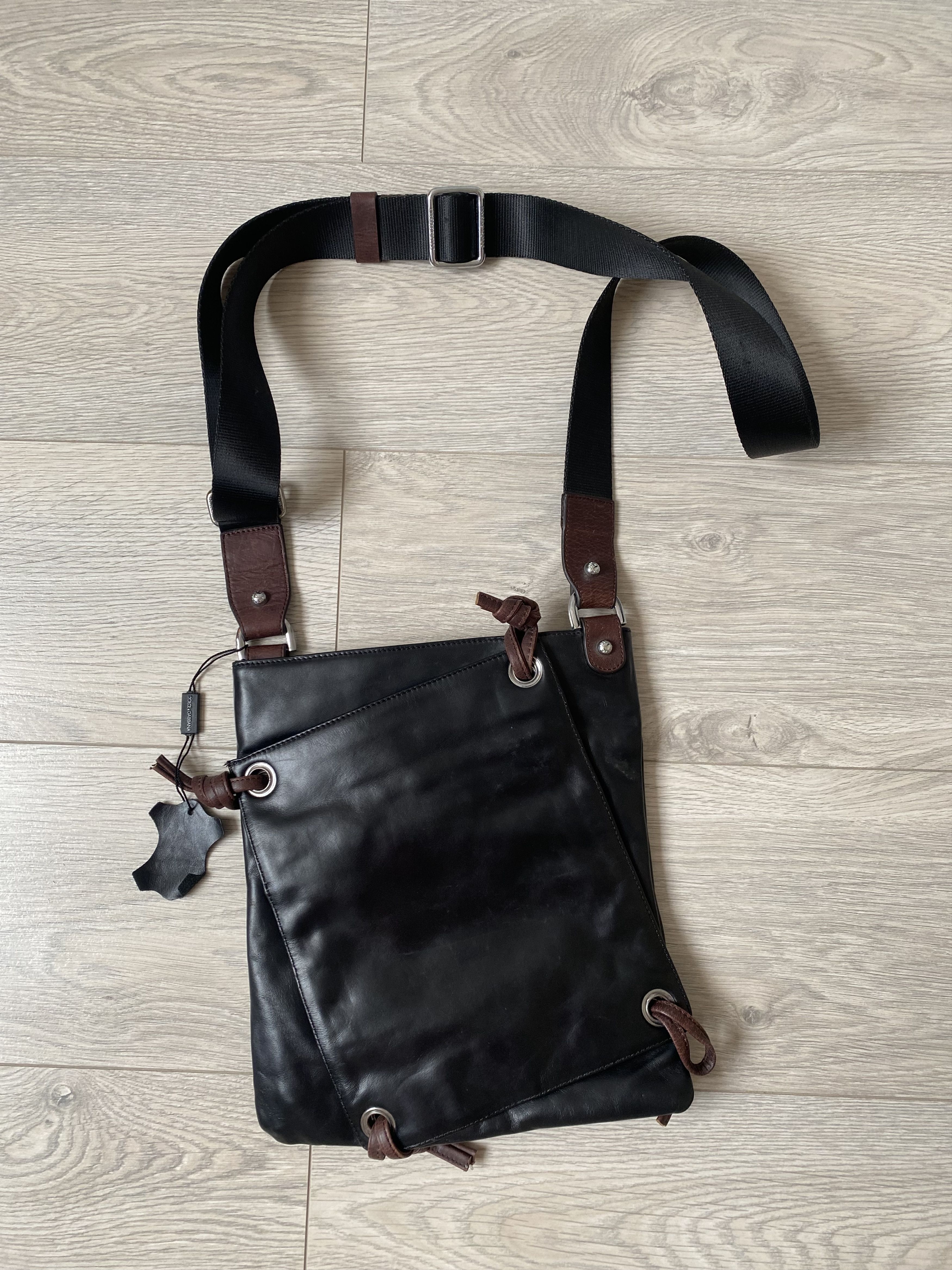 image of Dolce & Gabbana Avant Garde Leather Shoulder Crossbody Bag in Black, Men's