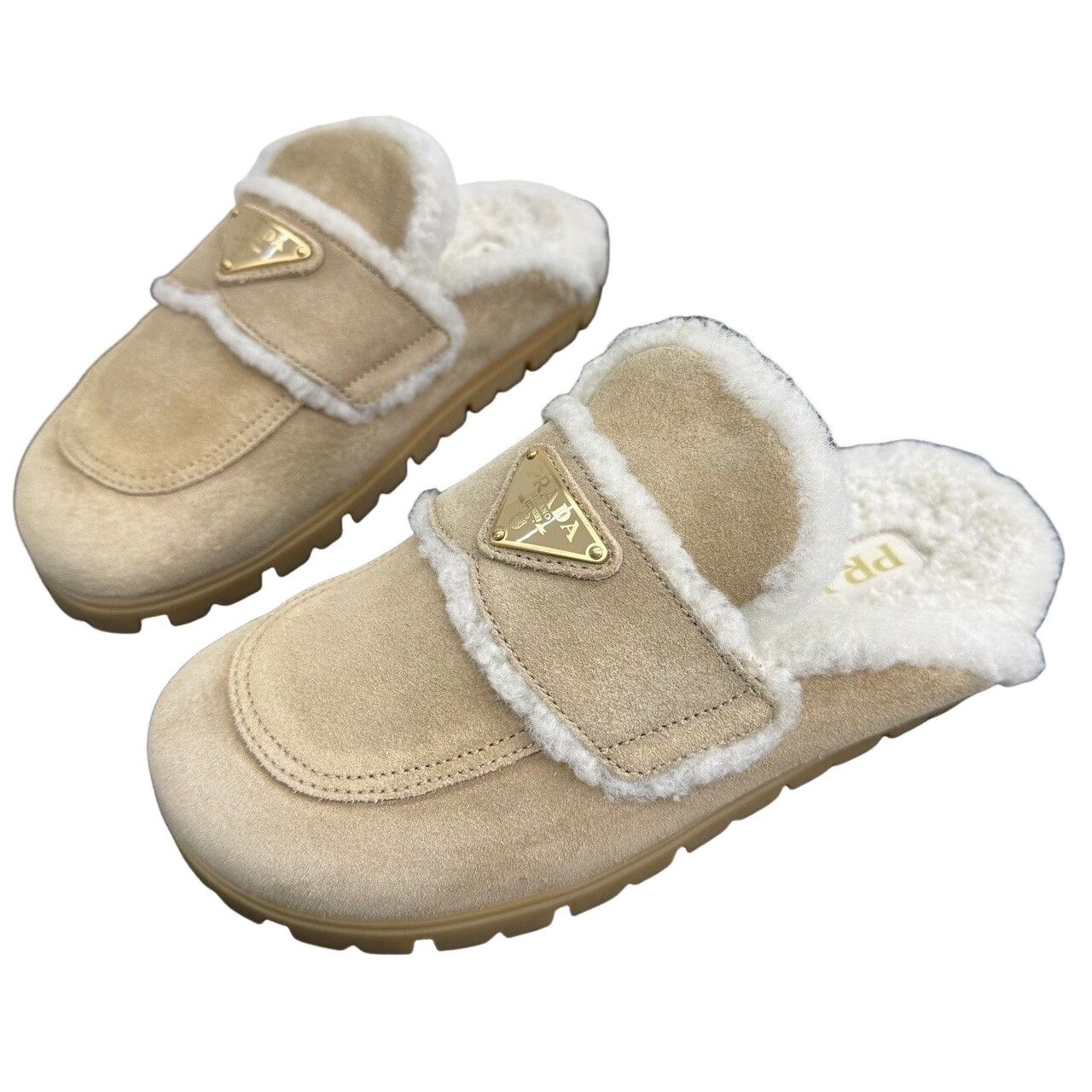 Prada Prada Logo Plaque Shearling Slip Ons Size 36 Size US 6 / IT 36 - 1 Thumbnail