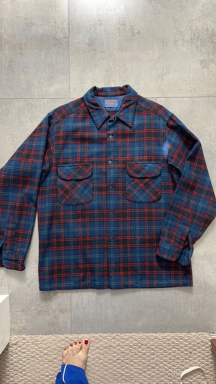 image of Vintage Pendleton Board Shirt Size L in Blue, Men's