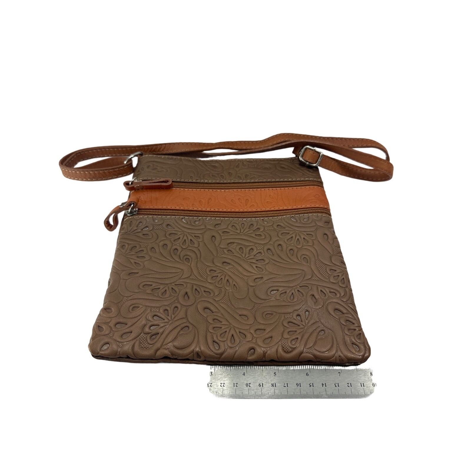 Branded Leather Made in Italy Genuine Leather Crossbody Purse w/ 5 Pockets Size ONE SIZE - 4 Thumbnail