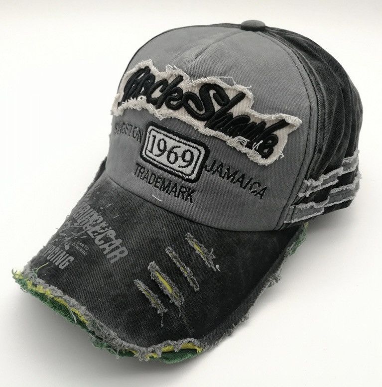 Japanese Brand Y2k retro embroidery distressed damage raw cap hat Size ONE SIZE - 1 Thumbnail