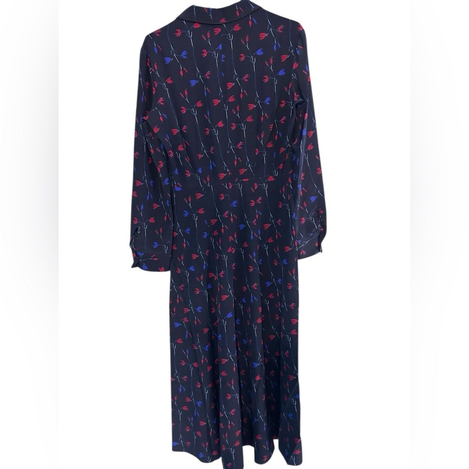 THAKOON Thakoon Silk Navy Tulip Long Sleeve Shirt Midi Dress NWT 4 Size S / US 4 / IT 40 - 4 Thumbnail