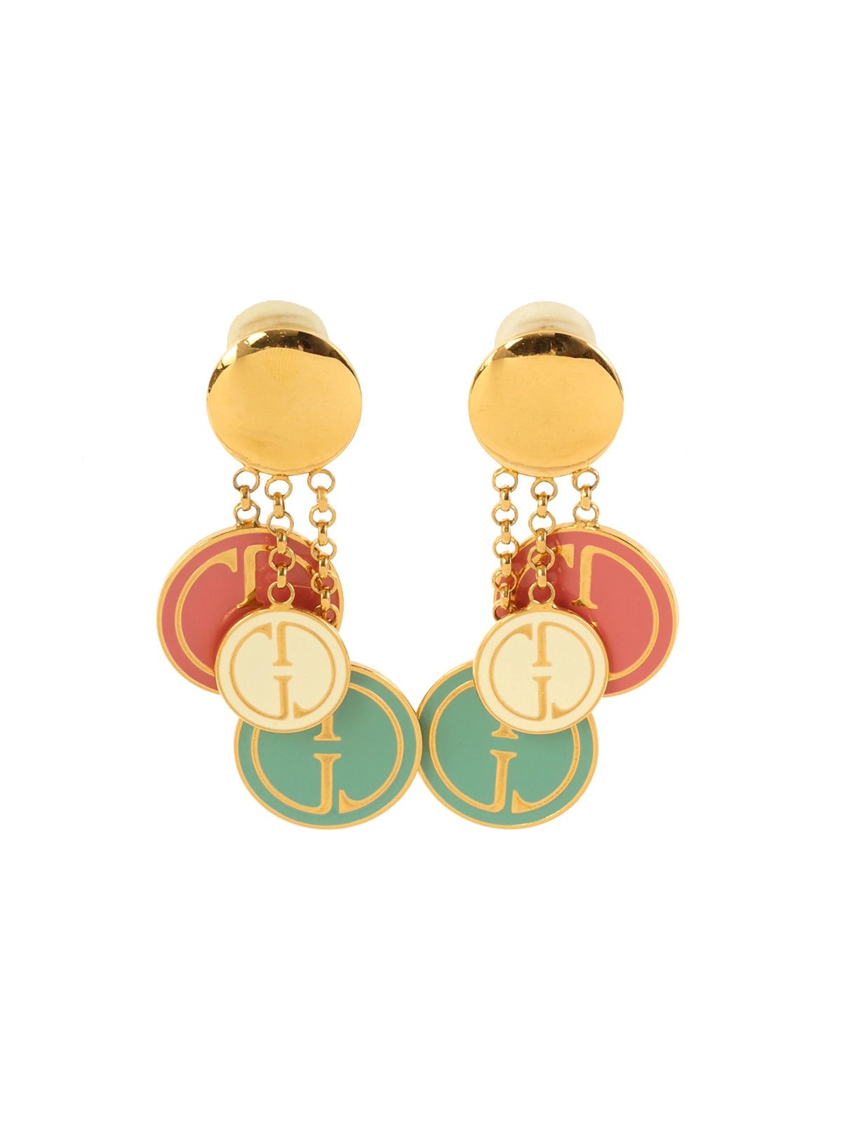 image of Gucci Circle Logo Charm Swing Earring Multi in Black, Women's