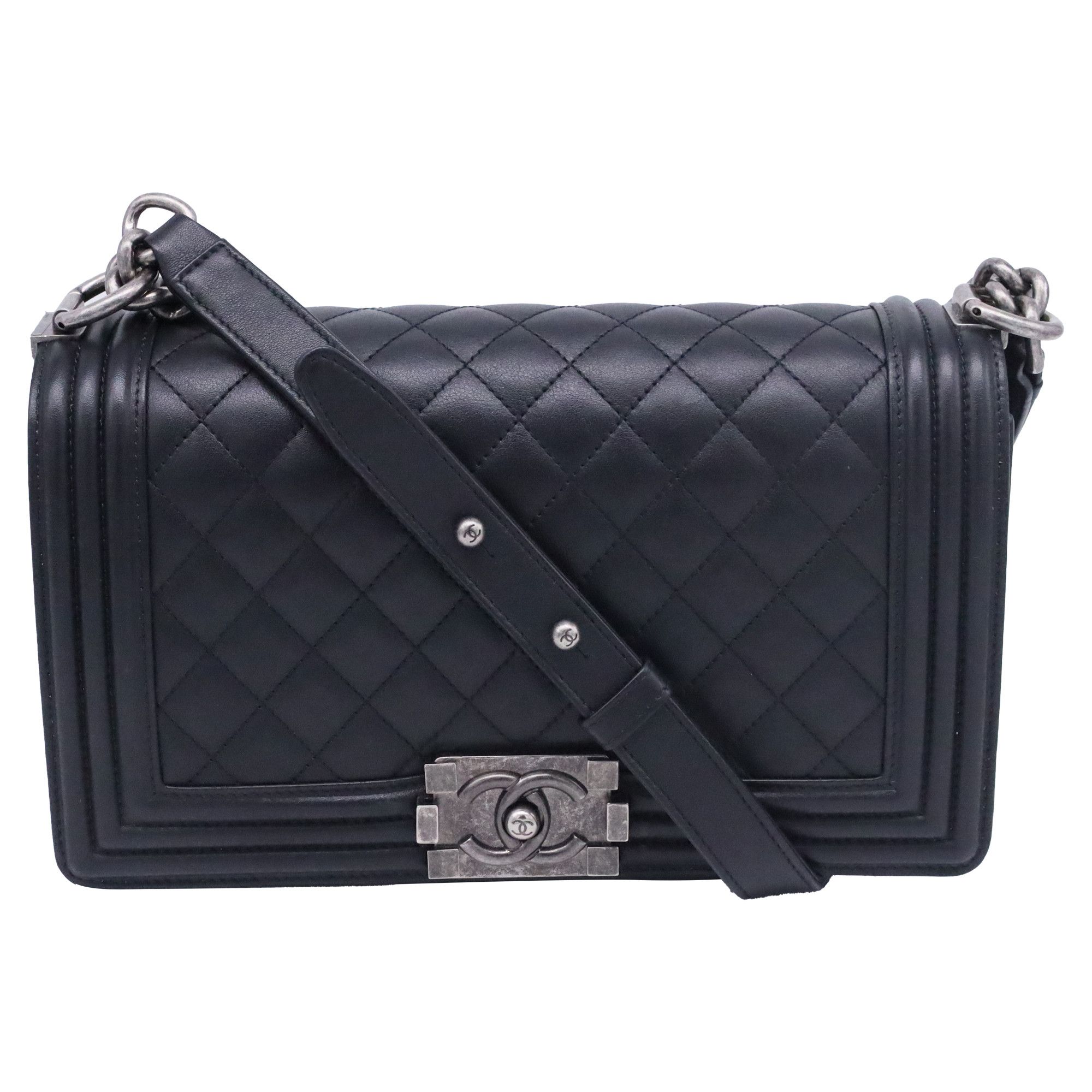 Chanel Chanel Boy Old Medium Shoulder Bag in Black Calf Leather Size ONE SIZE - 1 Thumbnail