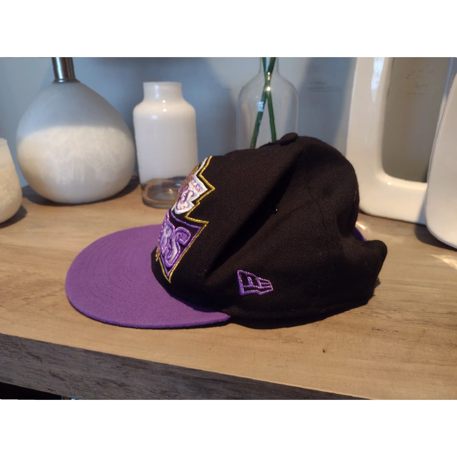 New Era VINTAGE Los Angeles Lakers Snapback Hat Hardwood Classics New Era OSFM 9FIFTY Mens Adjustable Purple 90s Discussion/Concert Size ONE SIZE - 4 Thumbnail