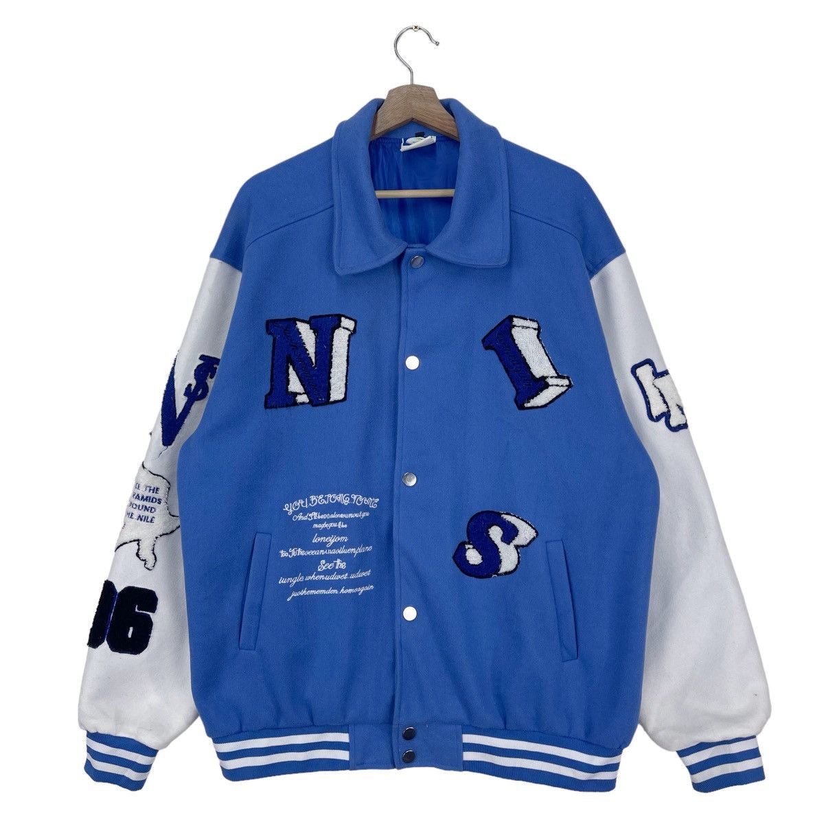 If Six Was Nine × Japanese Brand INS Skeletons Blue Hip Hop Varsity Size US L / EU 52-54 / 3 - 3 Thumbnail