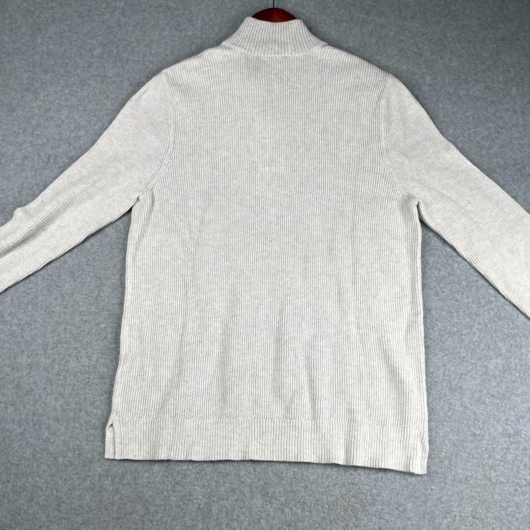 Express Express Sweater Womens XL Ivory Ribbed Knit 1/4 Zip Long Sleeve Pullover Size XL / US 12-14 / IT 48-50 - 5 Thumbnail