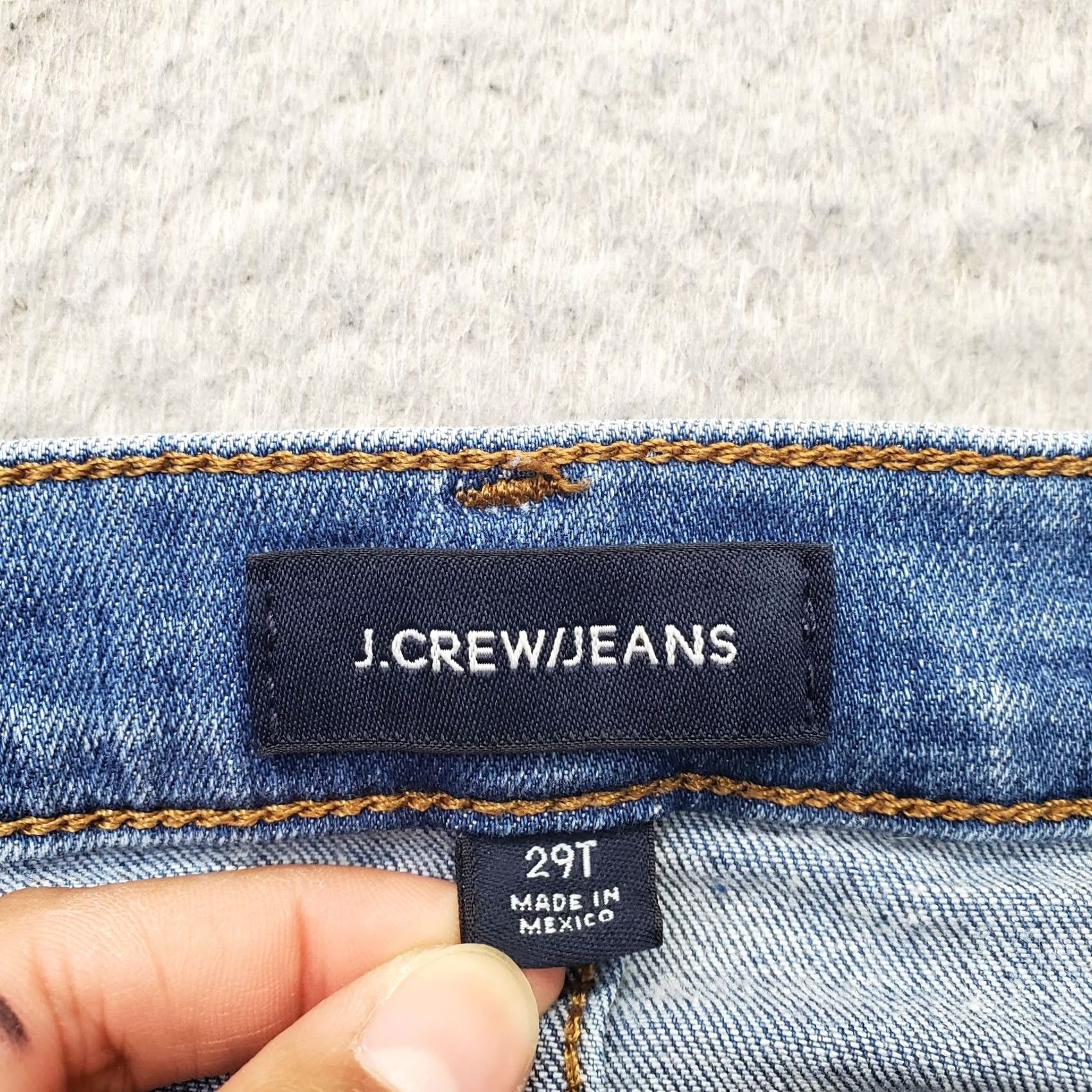 J.Crew J.CREW Bootcut Jeans Womens 29T Blue Denim Stretch Faded Raw Hem Whiskered Size 29" - 7 Thumbnail