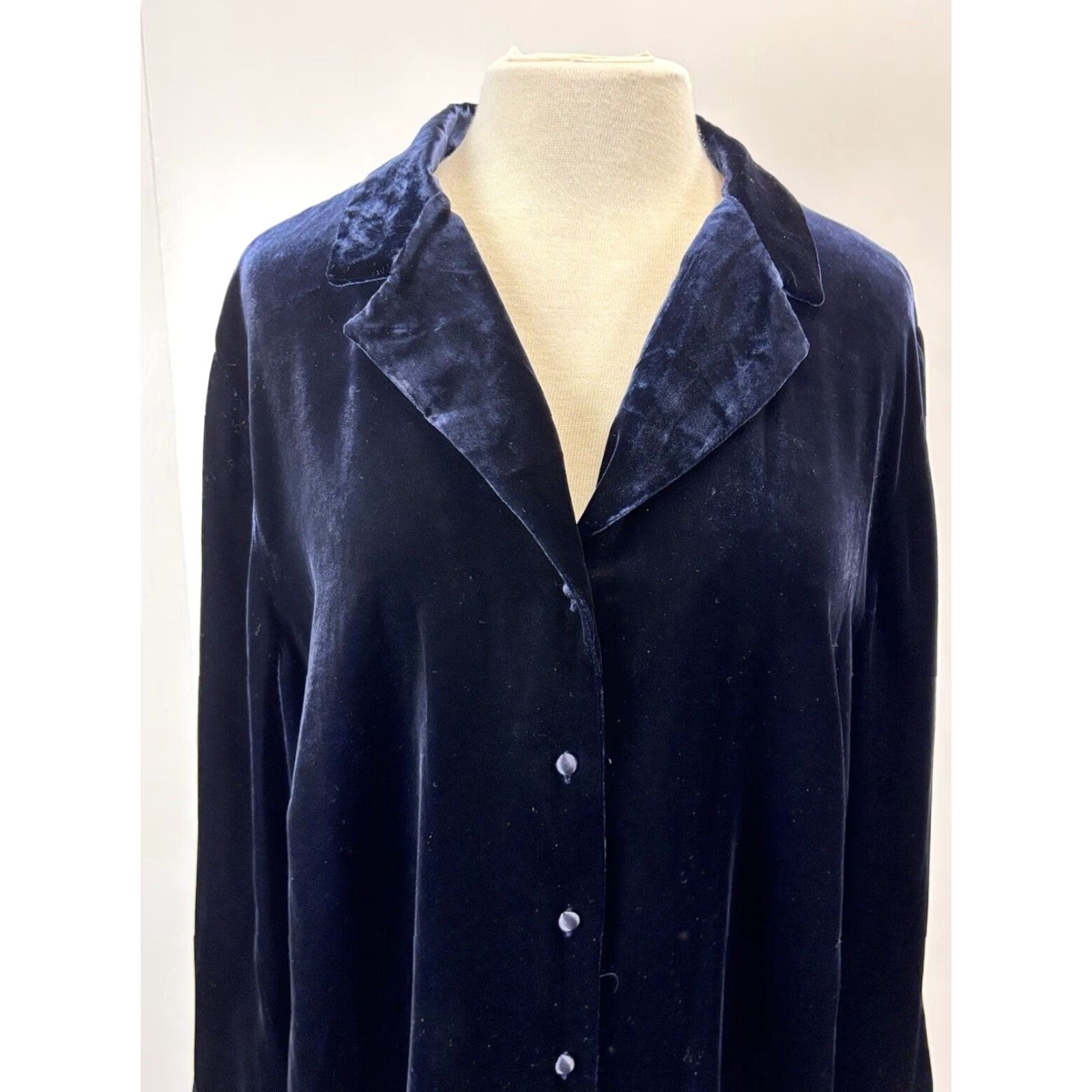 Ralph Lauren VINTAGE Lauren Ralph Lauren Velvet Tunic Top Womens Plus Size 18W Blue Long Sleeve Collared Blouse Casual Party Winter Size XXL / US 16-18 / IT 52-54 - 5 Thumbnail