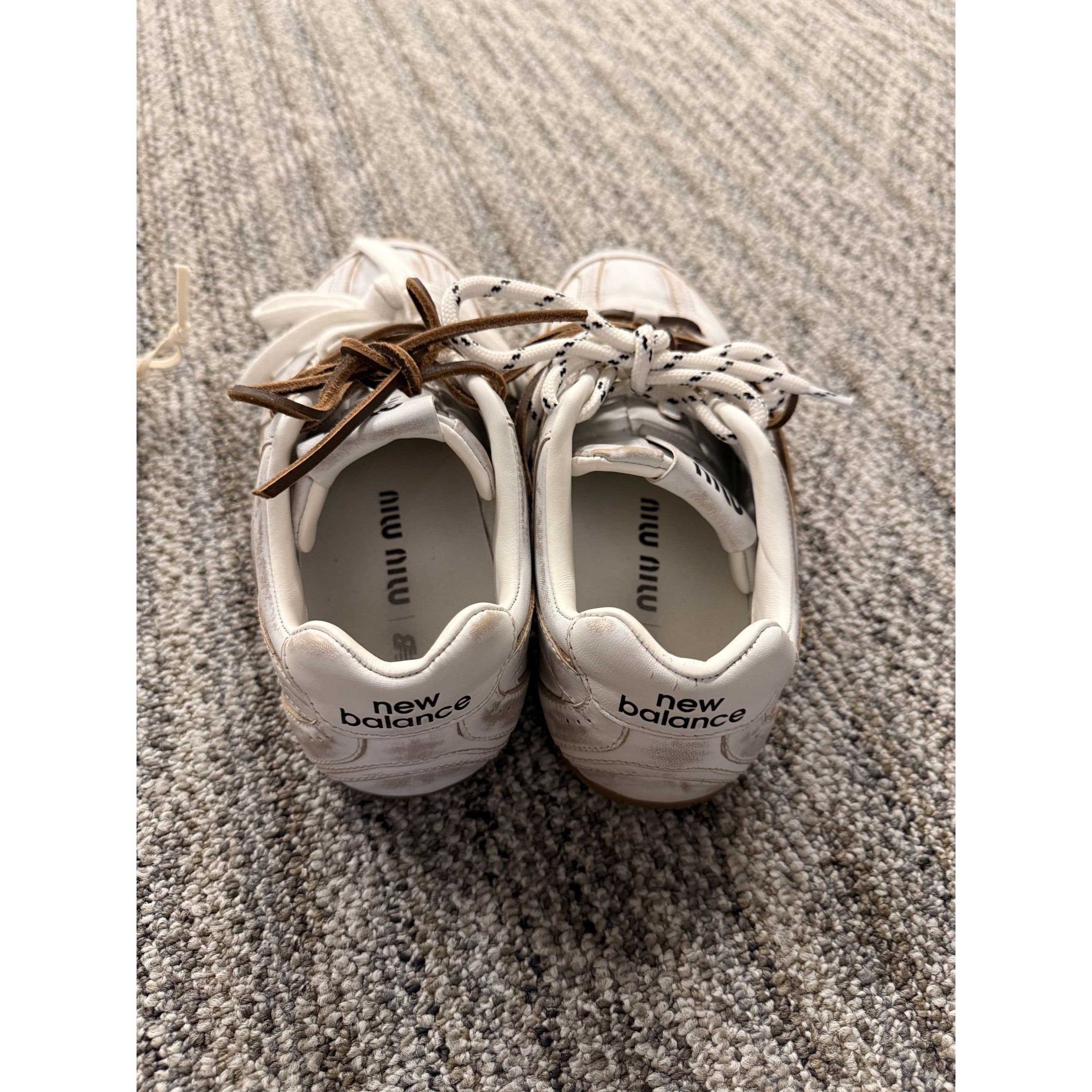 Miu Miu Miu Miu X New Balance Womens Sneakers 37 White Leather Made Size US 7 / IT 37 - 2 Thumbnail