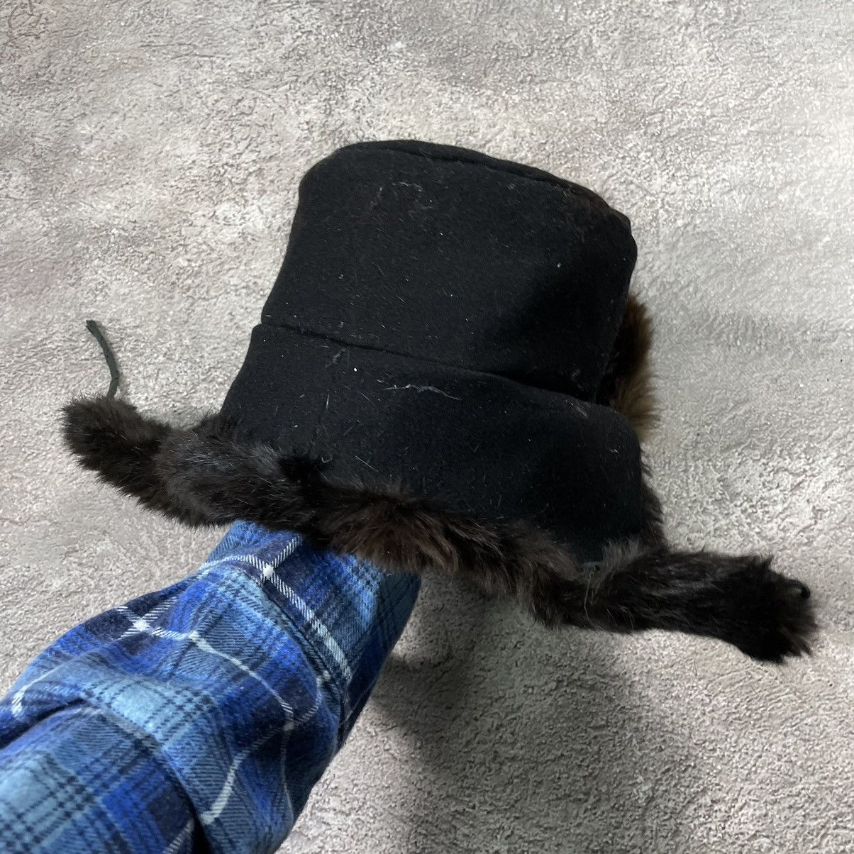 Vintage Vintage Y2K Black Furry Beanie Mohair Ushanka Grunge Boxy OS Size ONE SIZE - 2 Thumbnail