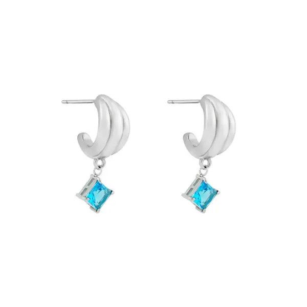 Other Chic Silver Earrings with Green Gemstone Size ONE SIZE - 7 Thumbnail