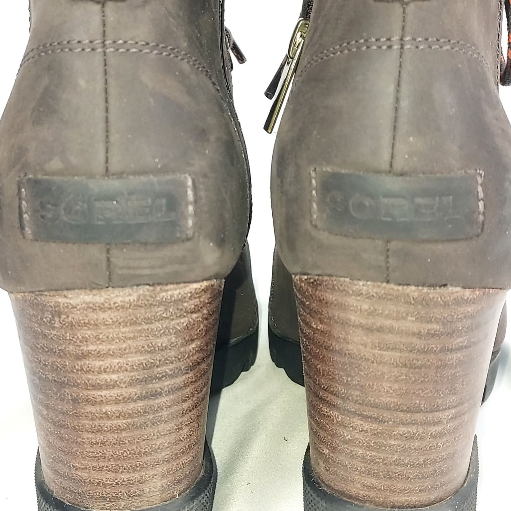 SOREL Sorel Womens Bootie Brown Leather Wedge Lug Sole Ankle Booties Women US 10 UK 8 EU 41 Size US 8 / IT 38 - 4 Thumbnail