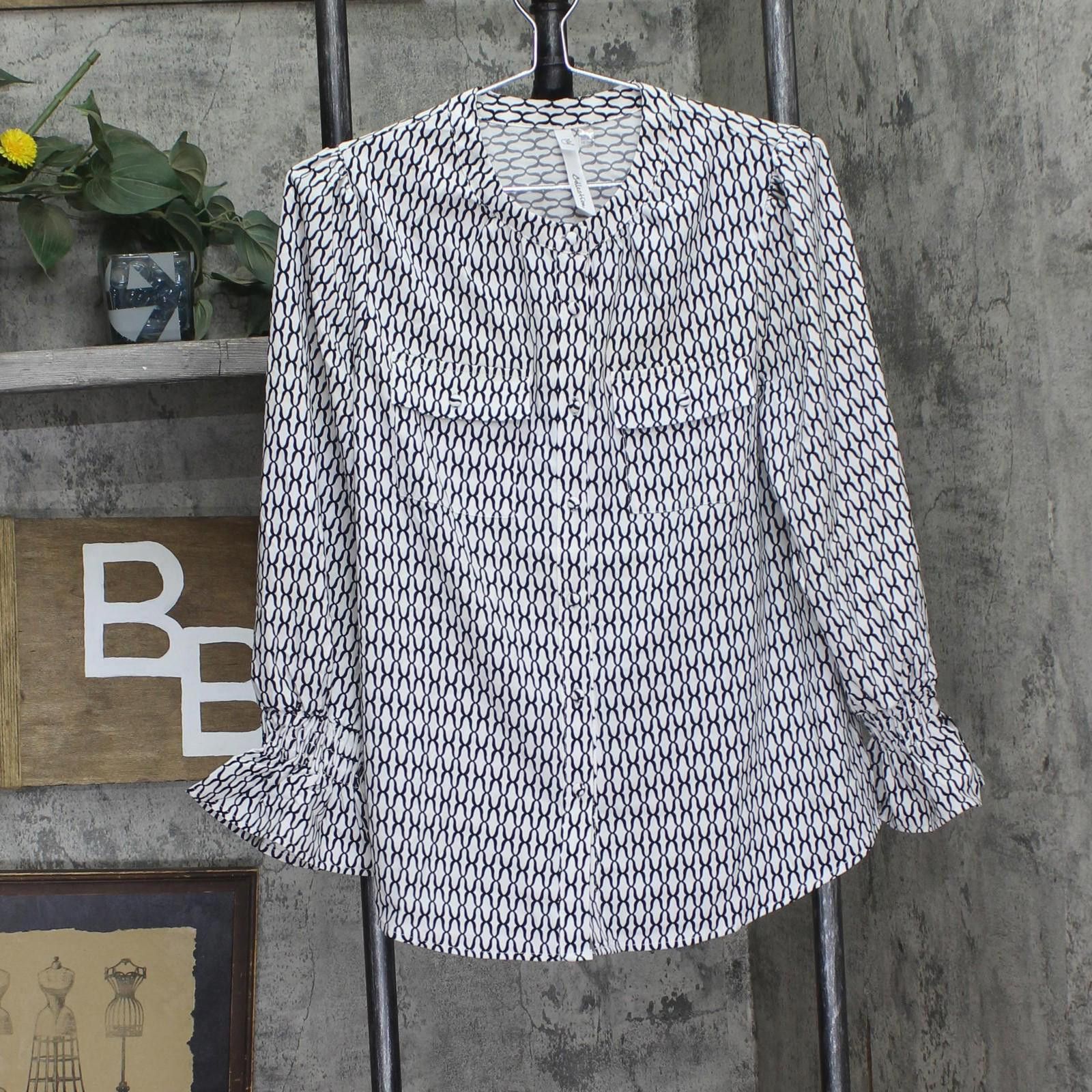 Other New Ny Collection Crew Neck Blouse White Black Justin Lp Size L / US 10 / IT 46 - 1 Thumbnail