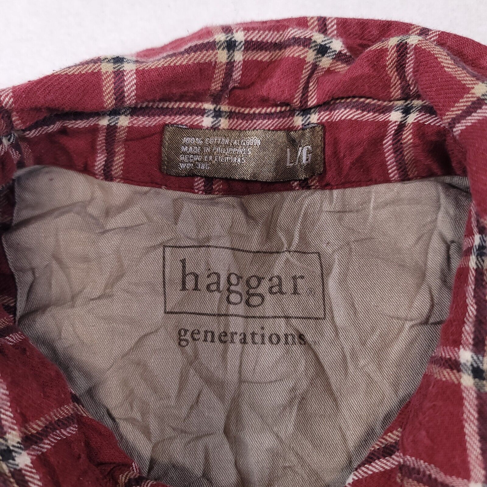 Haggar Haggar Windowpane Flannel Button Up Shirt Mens Size L Red Size US L / EU 52-54 / 3 - 3 Thumbnail