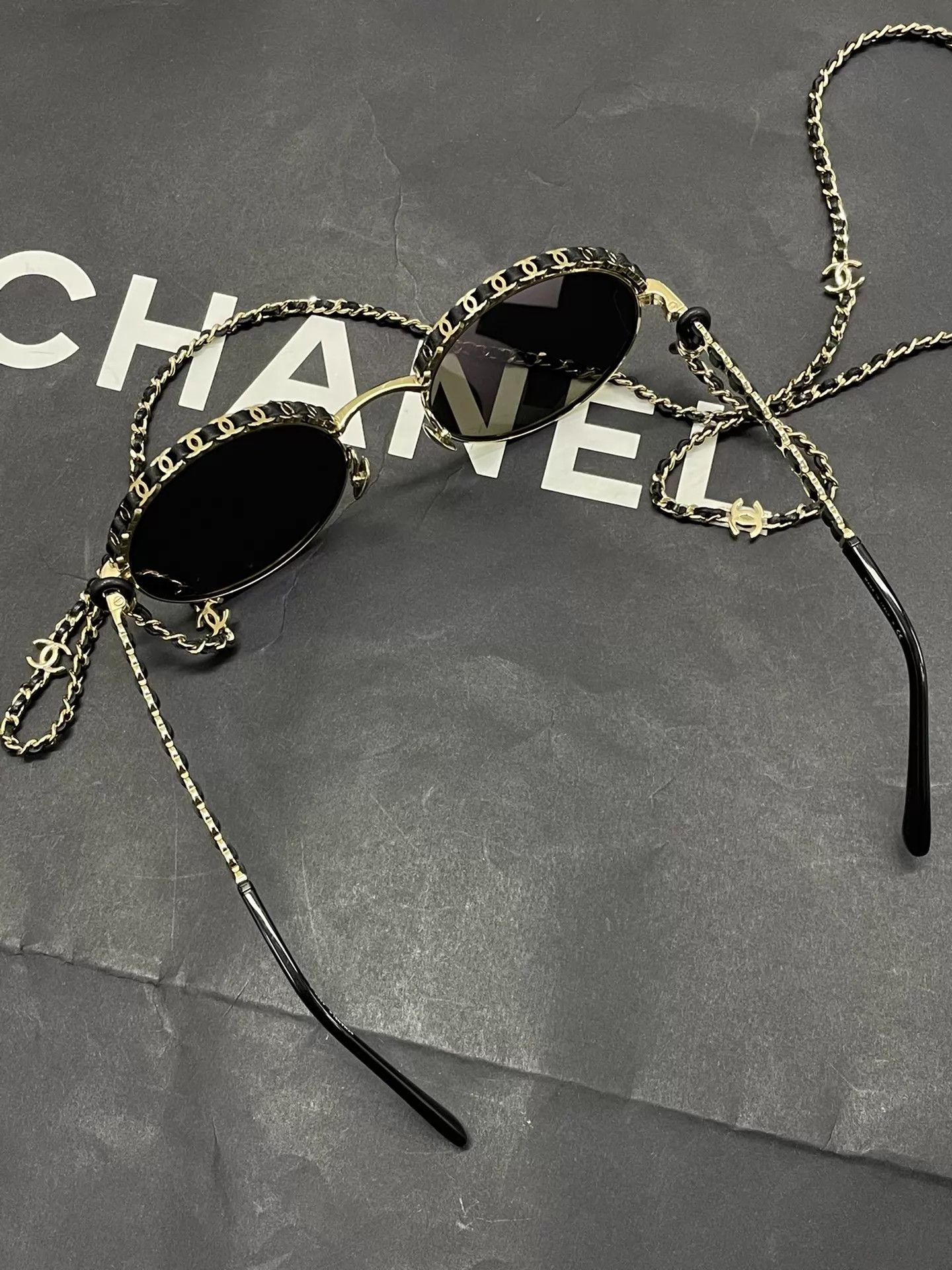 Chanel Chanel Leather Chain Full Logo Sunglasses Size ONE SIZE - 5 Thumbnail