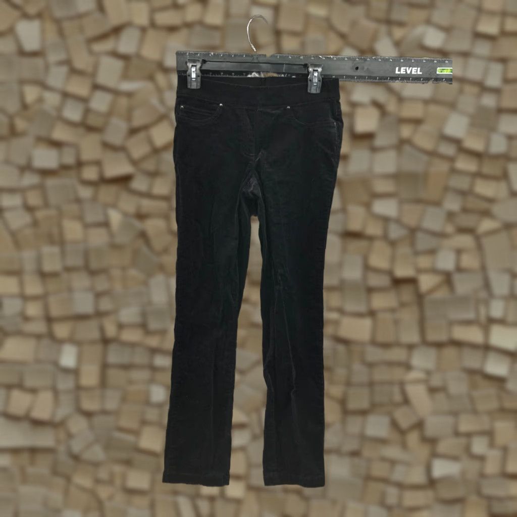 Vintage Rafaella Sport Comfort Pull On Pants Womens 4P Petite Black Straight Leg pants Mid Rise Dress Pants Knit Polyester Flat Front 28W Inseam 29in Size 27" / US 4 / IT 40 - 1 Thumbnail