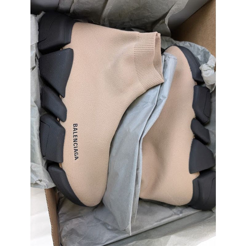 Balenciaga o1rshd1 Speed 2.0 LT Recycled Knit Sneaker in Beige / Black Size US 9 / EU 42 - 20 Thumbnail
