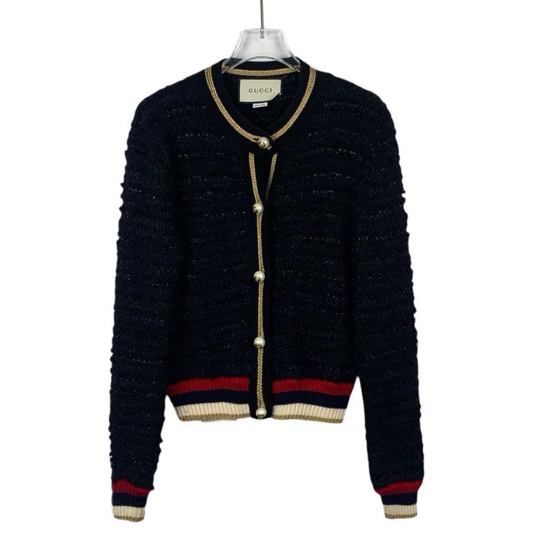 Gucci Gucci Black striped pearl button long-sleeved knitted cardi Size US S / EU 44-46 / 1 - 1 Thumbnail