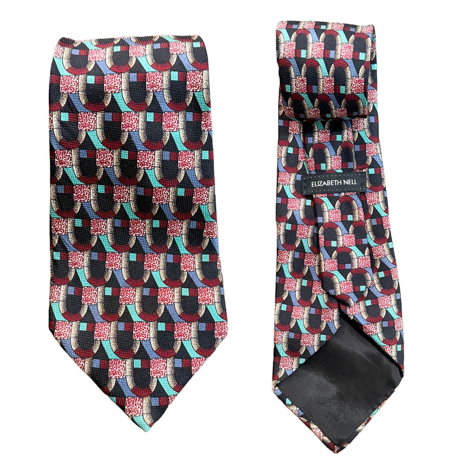 Other Elizabeth Nell Vintage Italian 100% silk neck tie 80s retro Size ONE SIZE - 1 Thumbnail
