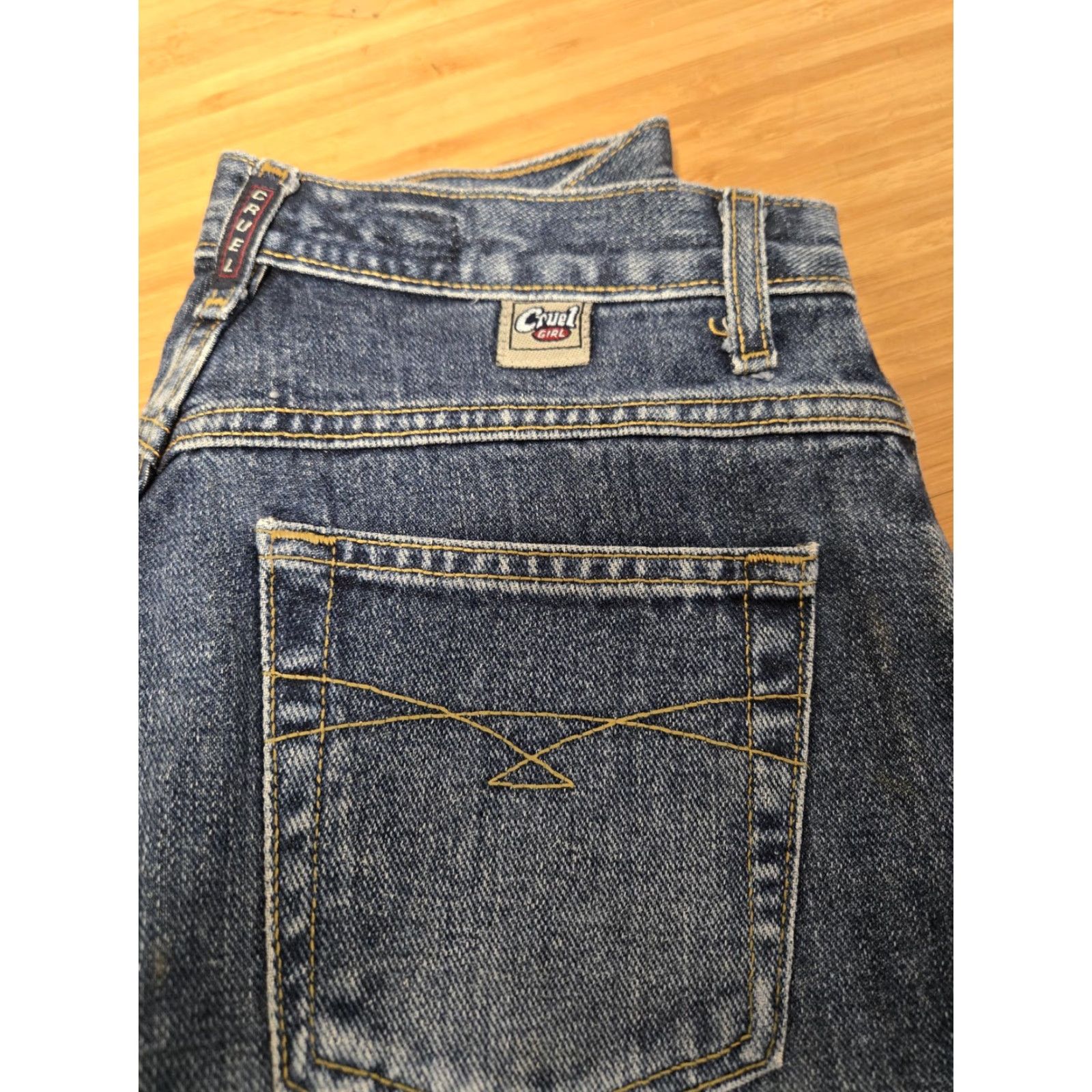 Vintage Cruel Girl Jeans Womens 5 Blue Low Rise Relaxed Bootcut Denim 100% Cotton Medium Wash Jeans Tight Fit? Size 27" / US 4 / IT 40 - 2 Thumbnail
