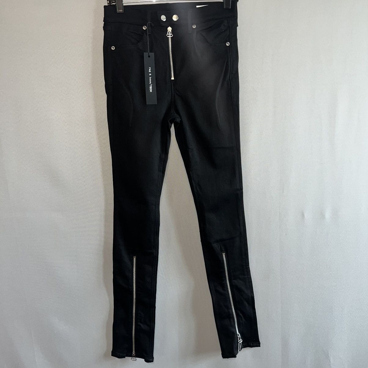 Rag & Bone rag & bone Tech Skinny Jeans Black Ankle Zip Moto Size 28 Size 28" / US 6 / IT 42 - 2 Thumbnail