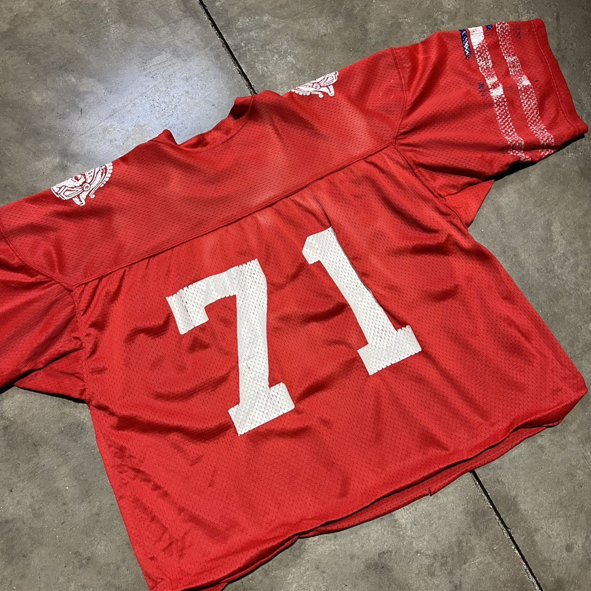 Vintage Vintage 80s Mesh Football Jersey Cropped Boxy Warm Up Faded Size US L / EU 52-54 / 3 - 7 Thumbnail