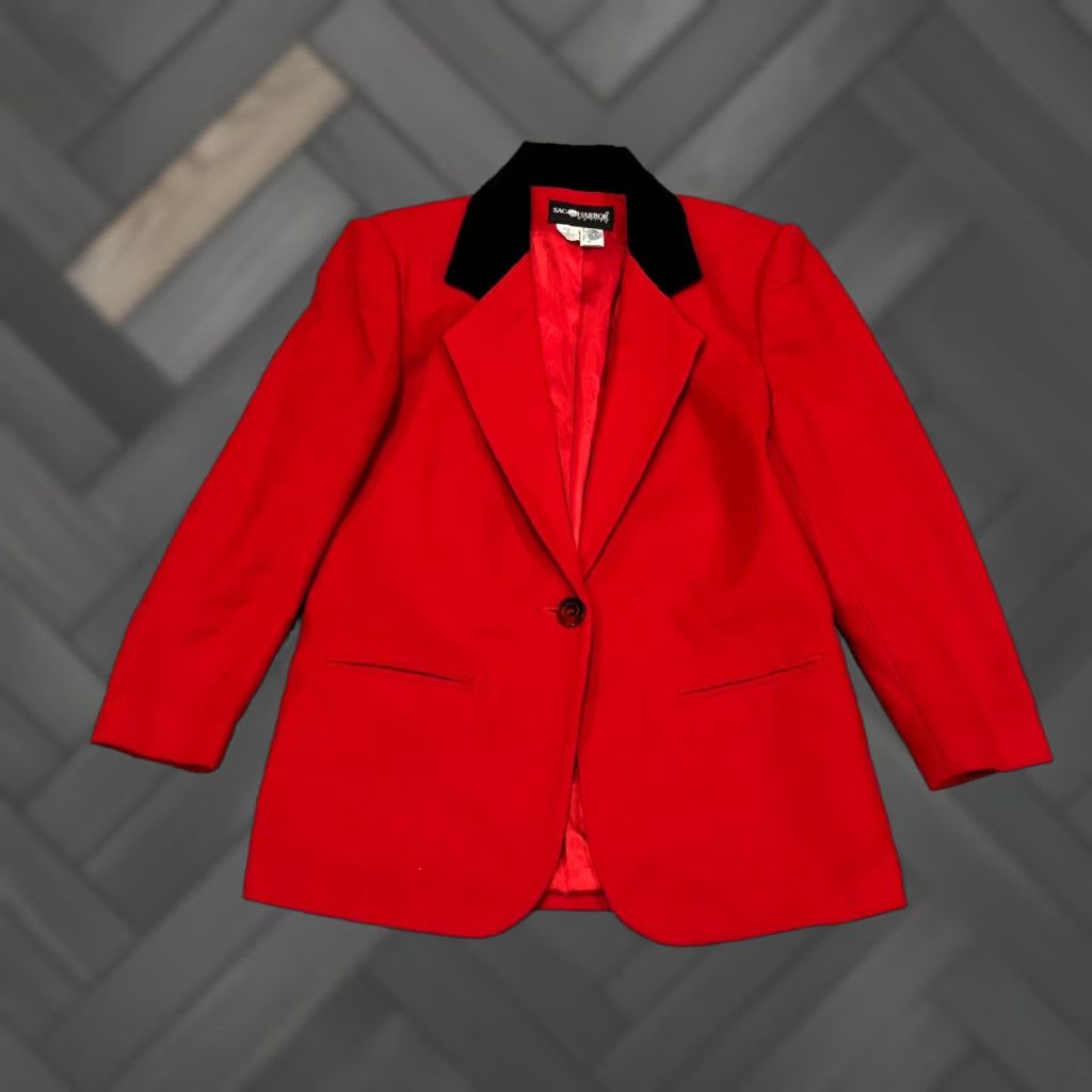 Vintage VINTAGE Sag Harbor Wool Blazer Size 4 Red Single Button Women Career Office Jacket Size S / US 4 / IT 40 - 1 Thumbnail