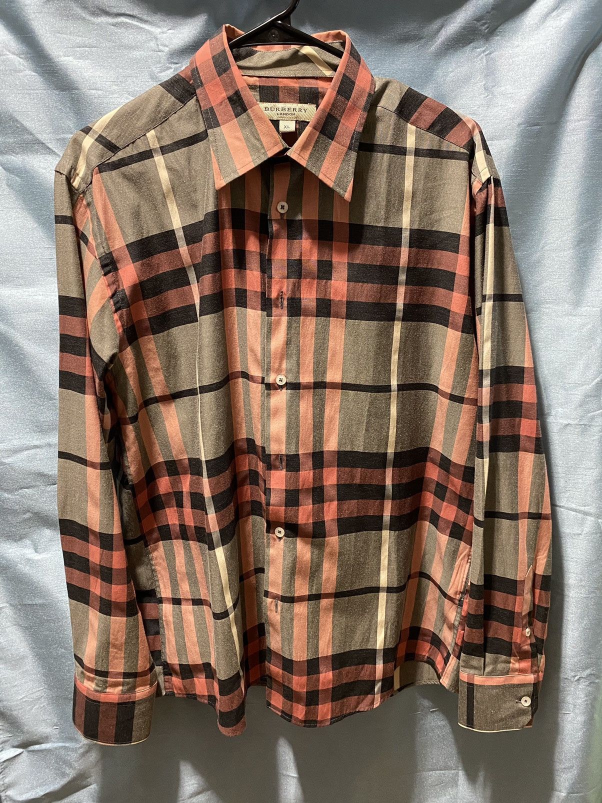 image of Burberry Check Shirt in Black/Red/Grey, Men's (Size XL)