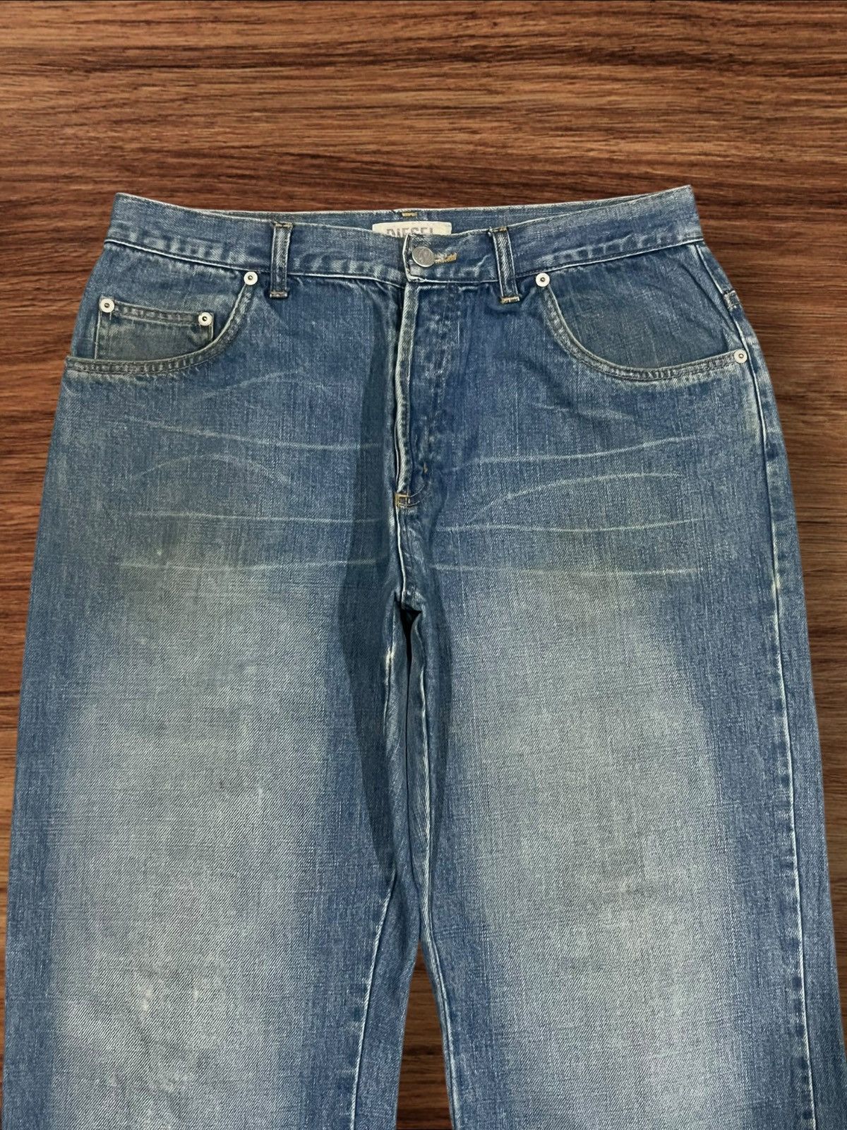Diesel × Vintage ⚡️Flare⚡️Vintage Diesel “D” Button Fly Blue Washed Jeans Size US 32 / EU 48 - 4 Thumbnail