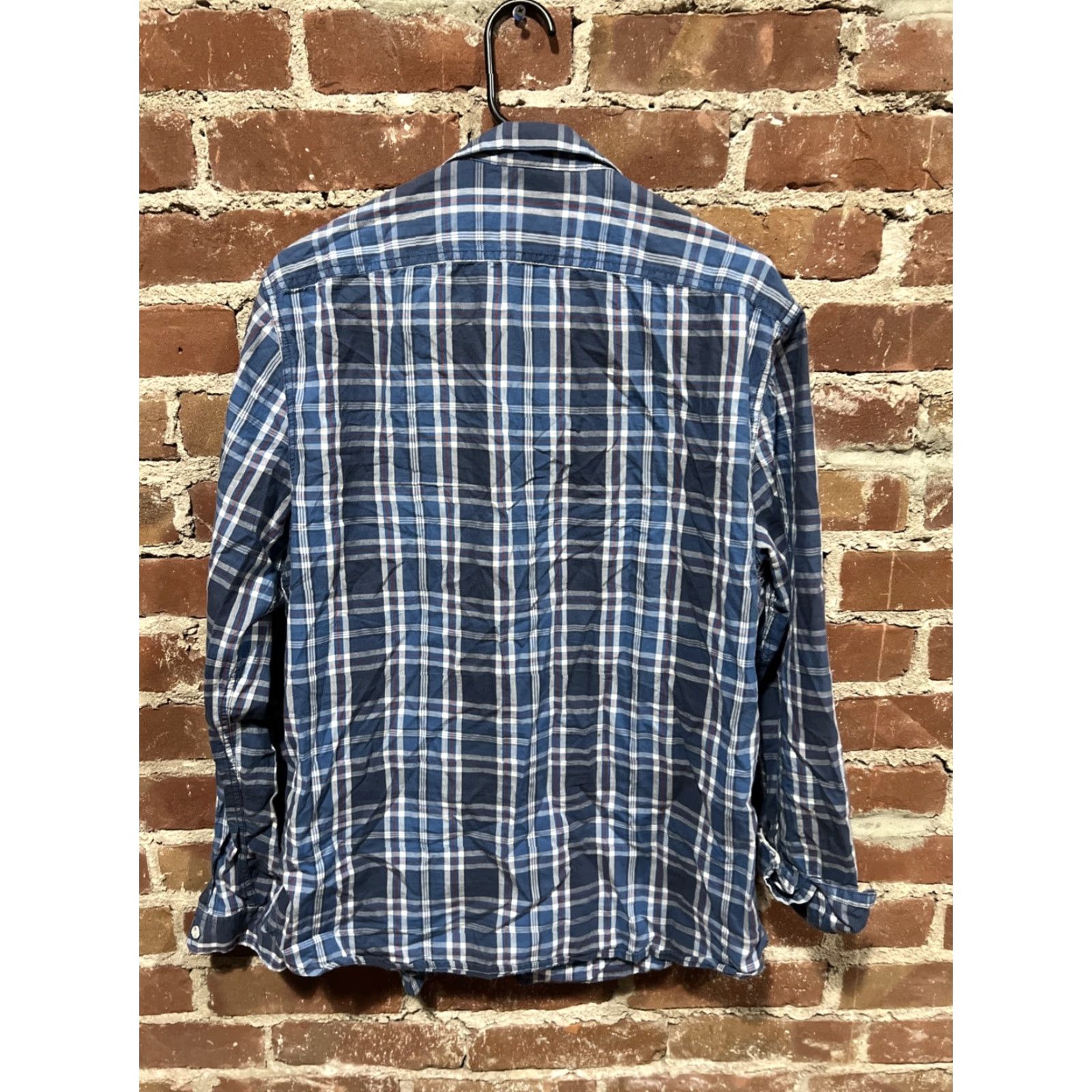 Denime Life After Denim Shirt Button Down Men's XL Plaid Blue 100% Cotton Long Sleeve Button-Down Collared Wool? Size US XL / EU 56 / 4 - 3 Thumbnail