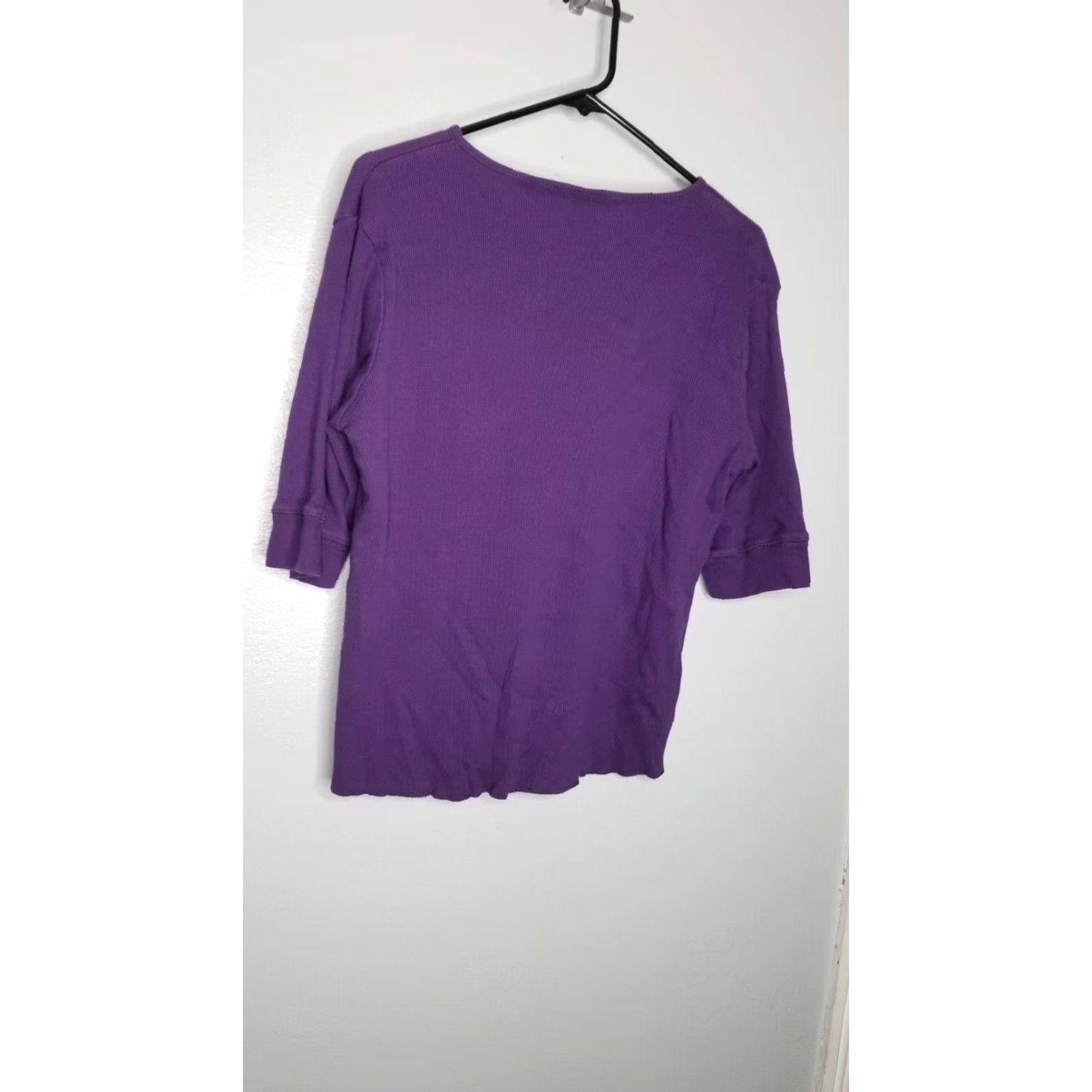 Vintage VINTAGE Looney Tunes Tweety Henley T Shirt Womens XL Ribbed Embroidered 90s Purple 1990s Size XL / US 12-14 / IT 48-50 - 2 Thumbnail