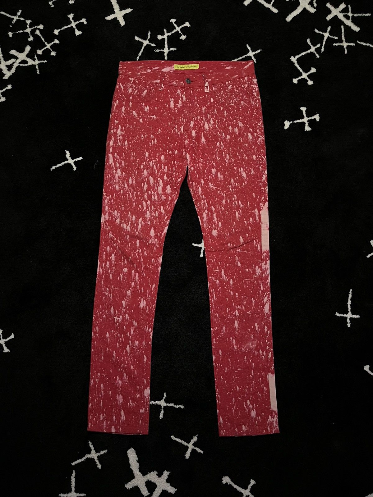 Raf Simons × Sterling Ruby NFS RAF SIMONS X STERLING RUBY FW14 RED BLEACH DEMIM JEANS Size US 32 / EU 48 - 2 Thumbnail