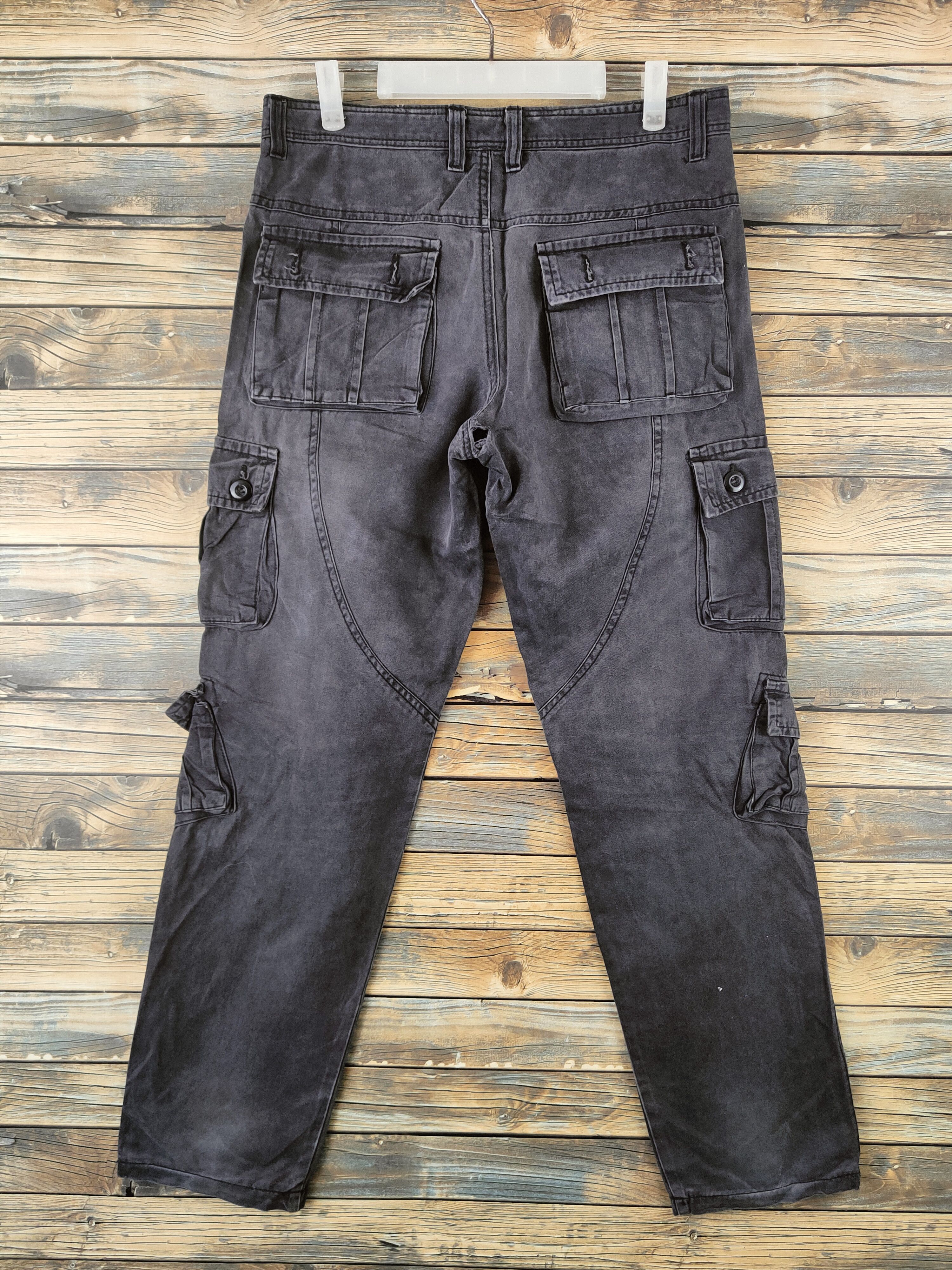 Japanese Brand DL Japan faded Black utility tactical Cargo Pants #46-953 Size US 32 / EU 48 - 7 Thumbnail