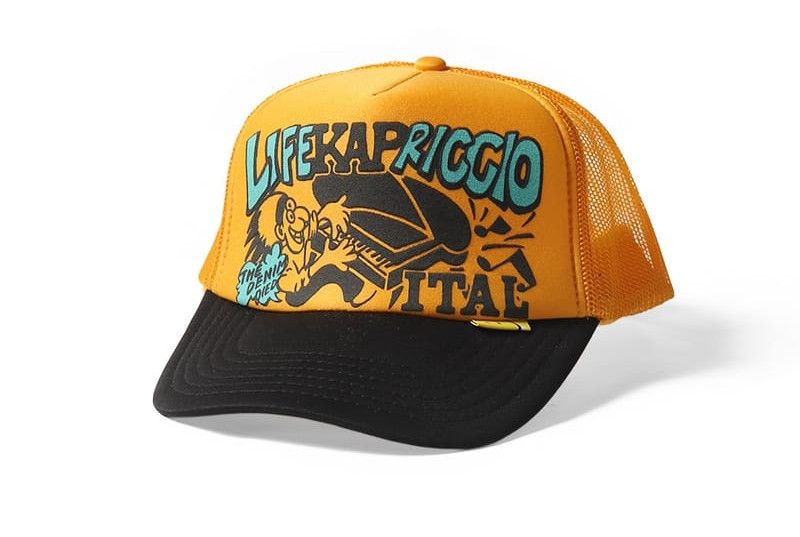 Kapital kapital life kapriccio truck cap hat trucker yellow black Size ONE SIZE - 6 Thumbnail