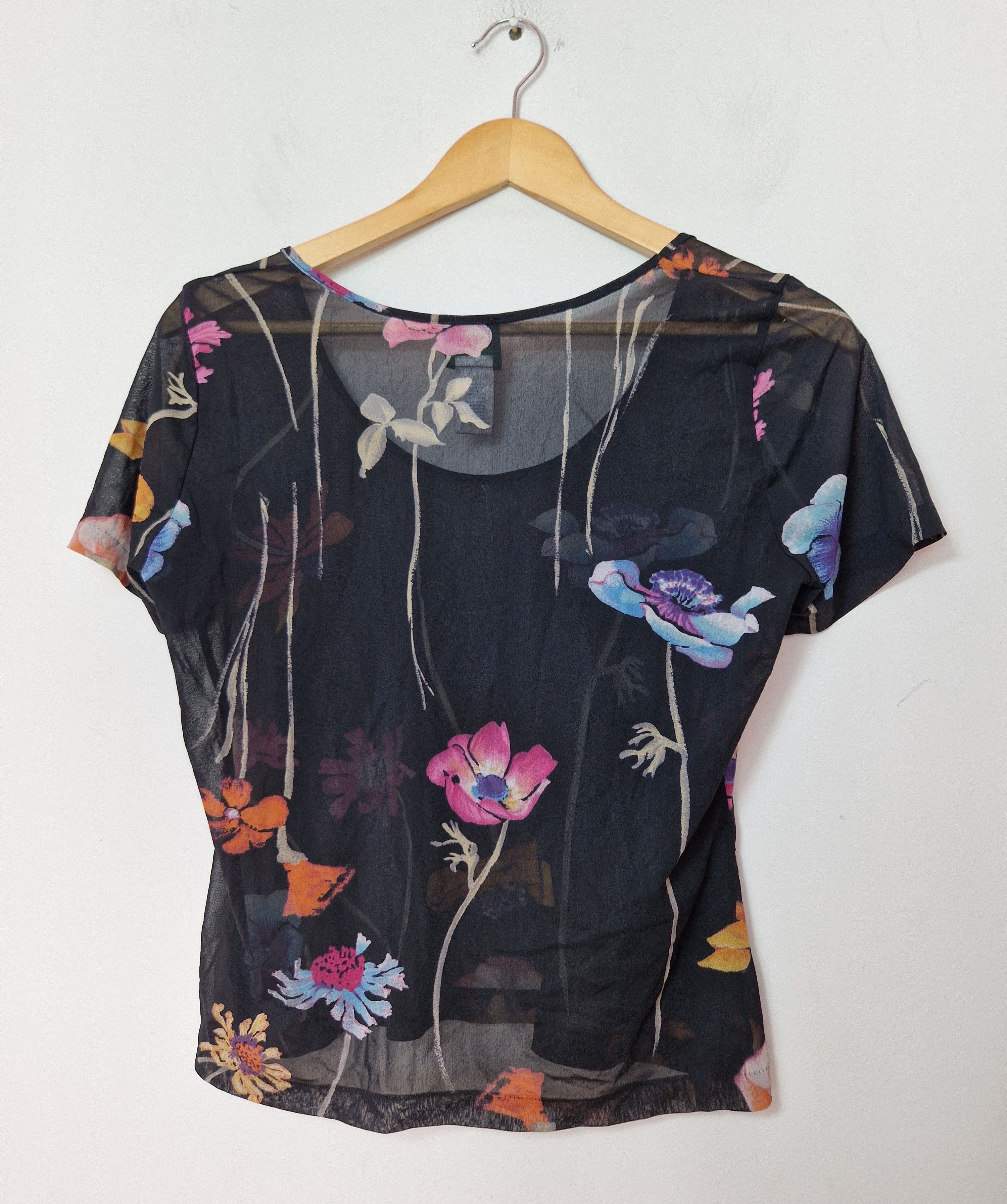 Kenzo × Vintage Kenzo floral transparent mesh top gaultier y2k avant garde Size M / US 6-8 / IT 42-44 - 4 Thumbnail