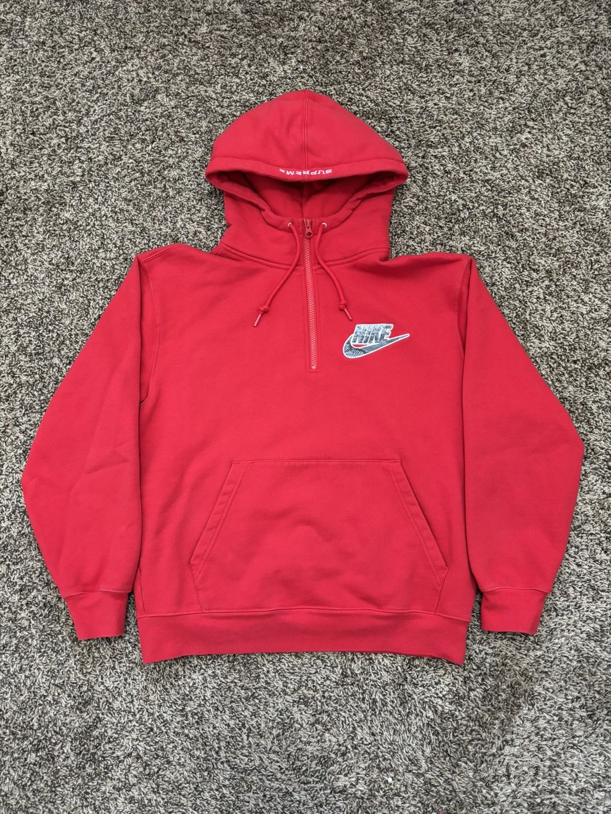 Nike × Supreme Supreme Nike Half Zip Hooded Sweatshirt Red Small Size US S / EU 44-46 / 1 - 1 Thumbnail