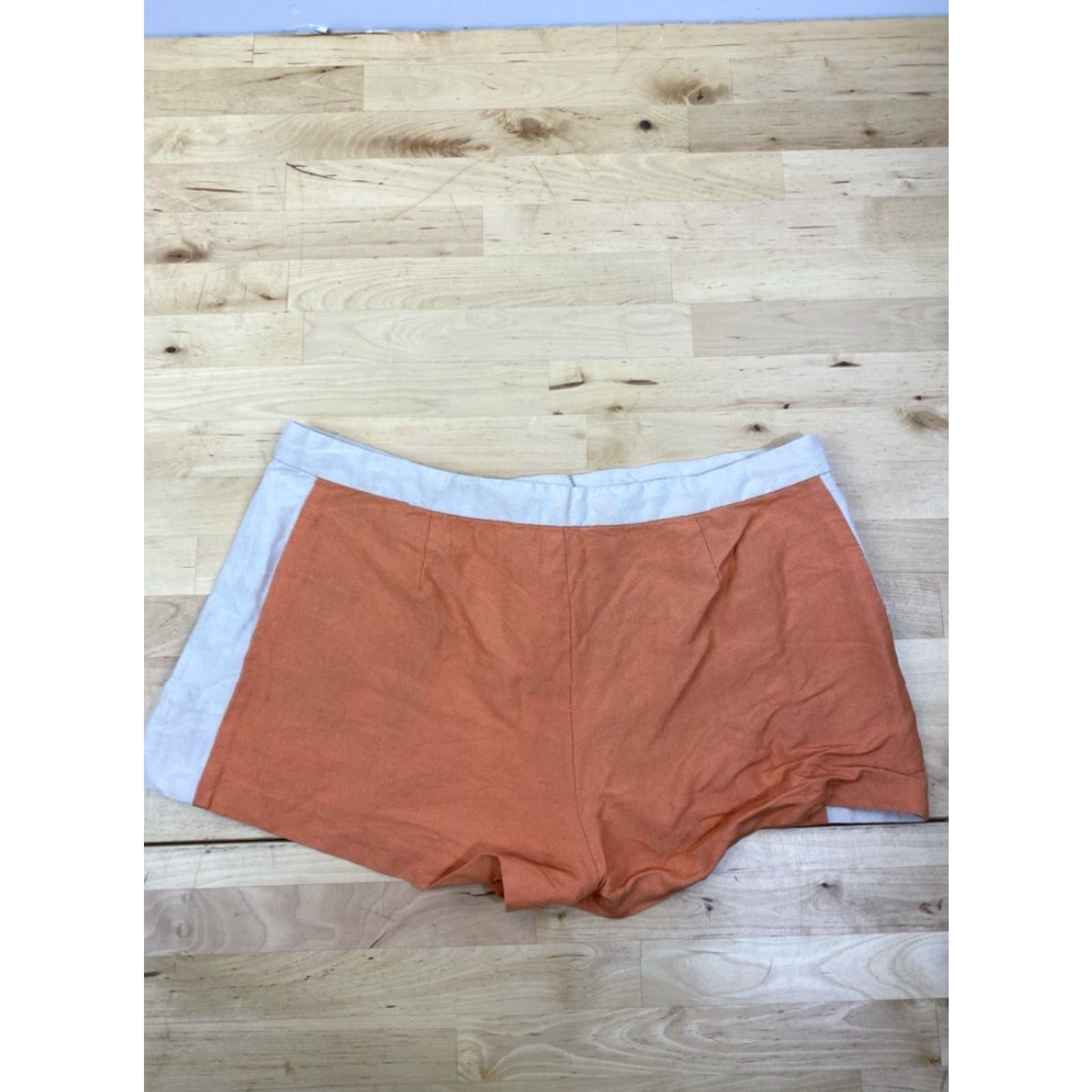 Vintage Paris & Me Shorts Women L Linen Blend Orange Burnt - Casual Bottoms Size 36" / US 14 / IT 50 - 2 Thumbnail