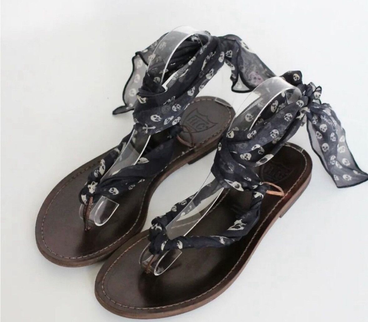 Vintage HTC Skull Scarf Sandals!! Rare Size US 6 / IT 36 - 10 Thumbnail