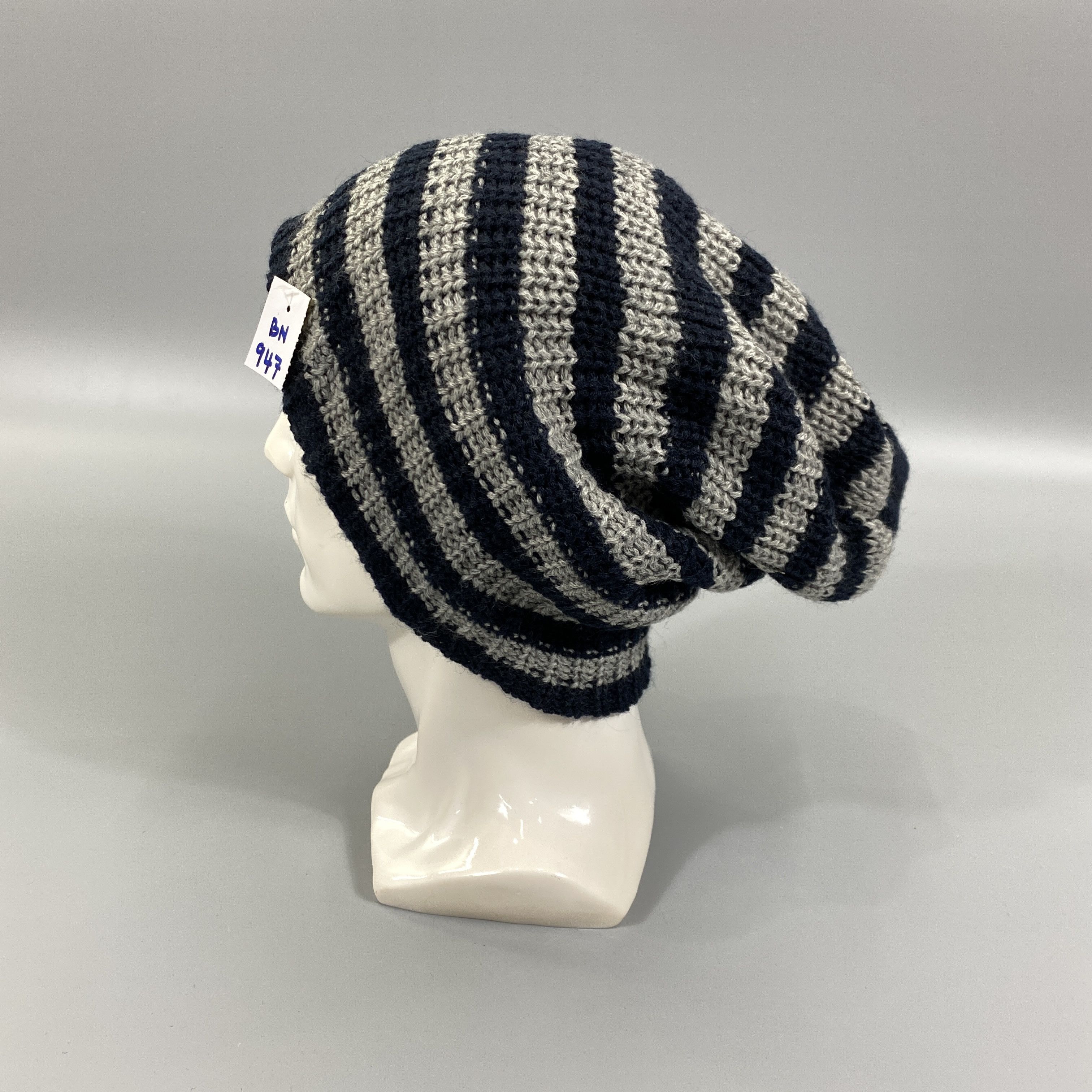 Japanese Brand Striped Slouchy Beanie Hats -BN947 Size ONE SIZE - 1 Thumbnail