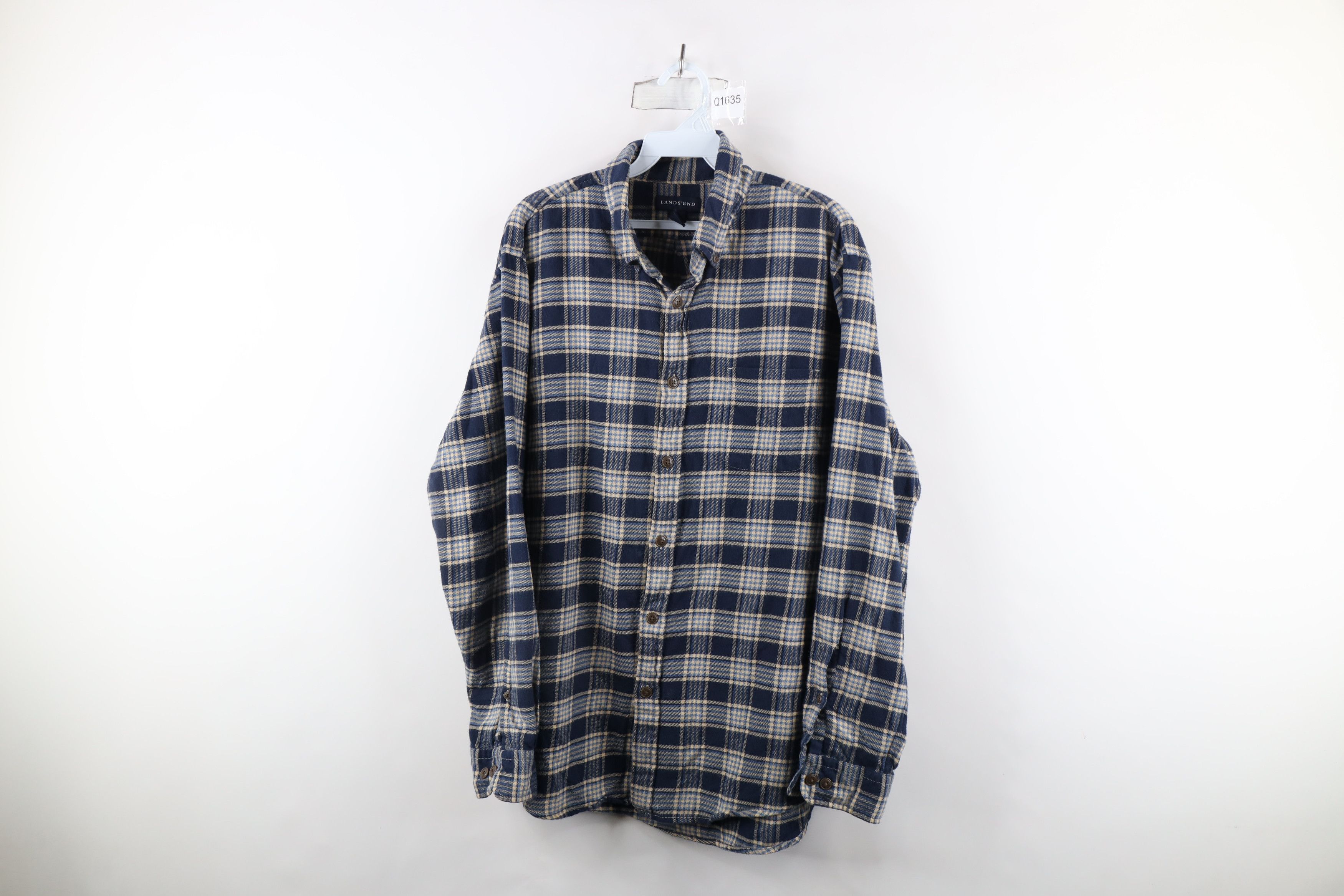 Lands' End × Vintage Vintage Lands End Fit Flannel Collared Button Down Shirt Size US L / EU 52-54 / 3 - 1 Thumbnail
