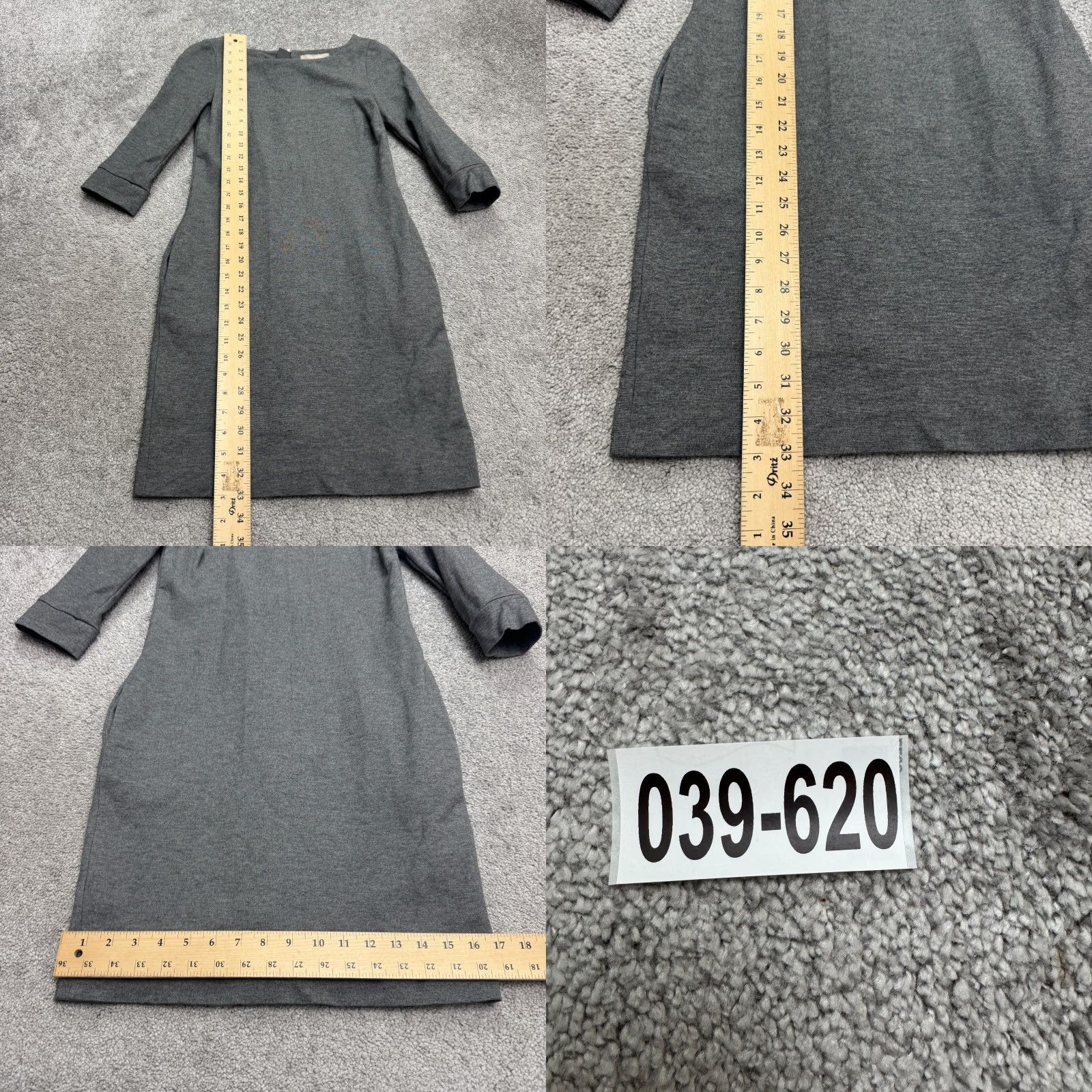 Banana Republic Banana Republic Dress Womens 00P Gray Midi Sheath Ponte Knit 3/4 Sleeve Pockets Size XXS / US 00 / IT 34 - 9 Thumbnail