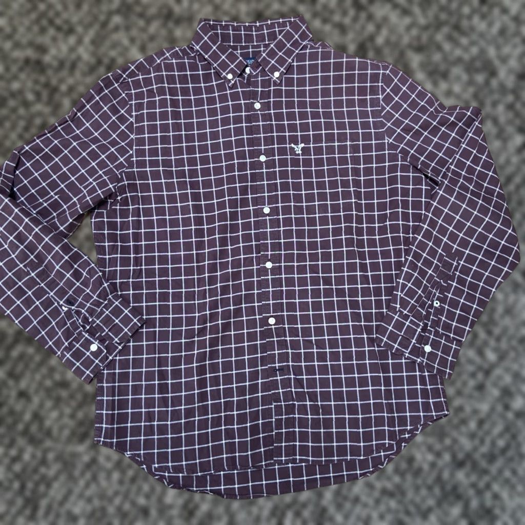 American Eagle Outfitters VINTAGE American Eagle Outfitters Shirt Mens Large Brown Plaid Athletic Fit Button Down Long Sleeve Size US L / EU 52-54 / 3 - 1 Thumbnail
