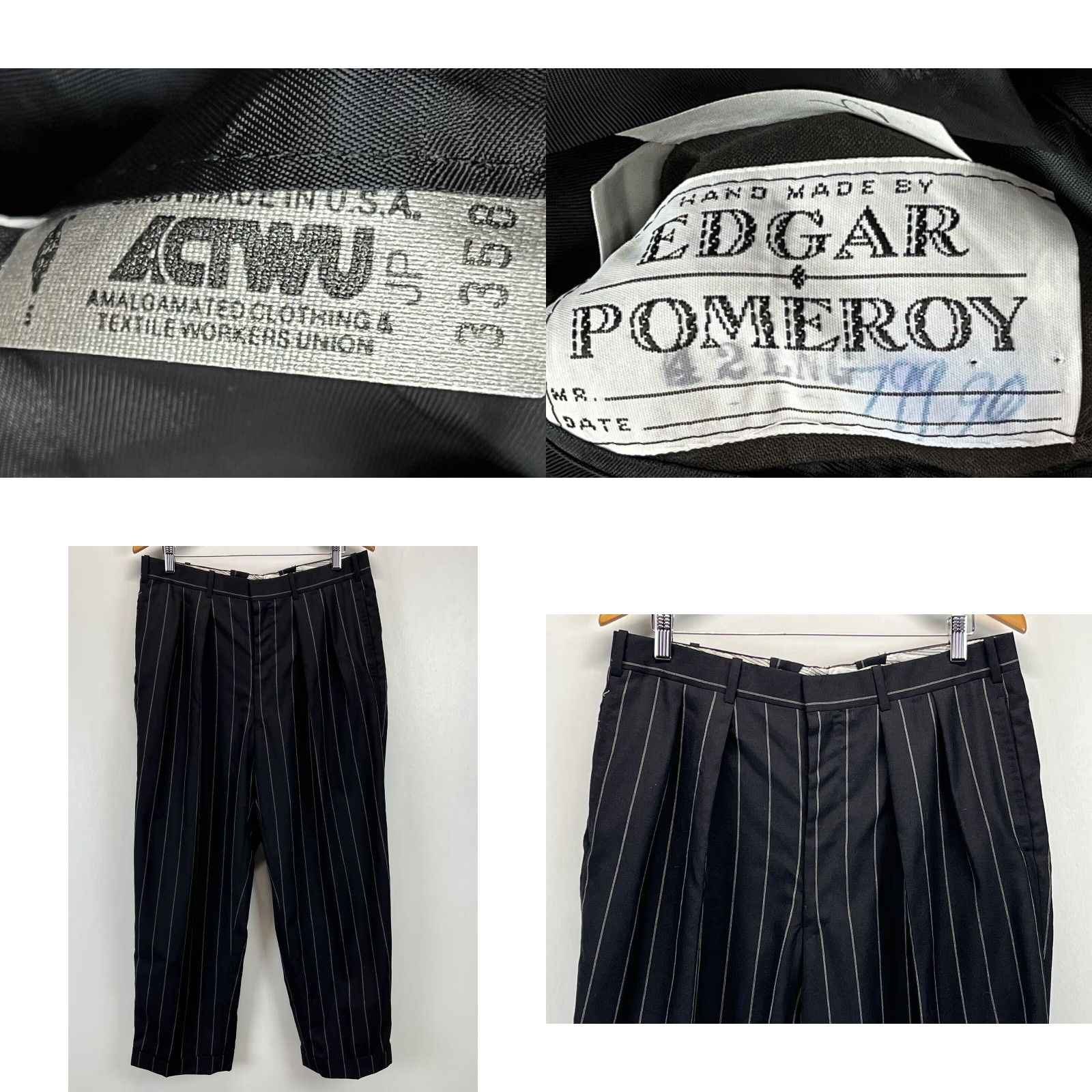 Vintage VINTAGE Edgar Pomeroy Suit 2 Piece 42L Black Pinstripe USA Mens *Flaw* Size 42R - 8 Thumbnail
