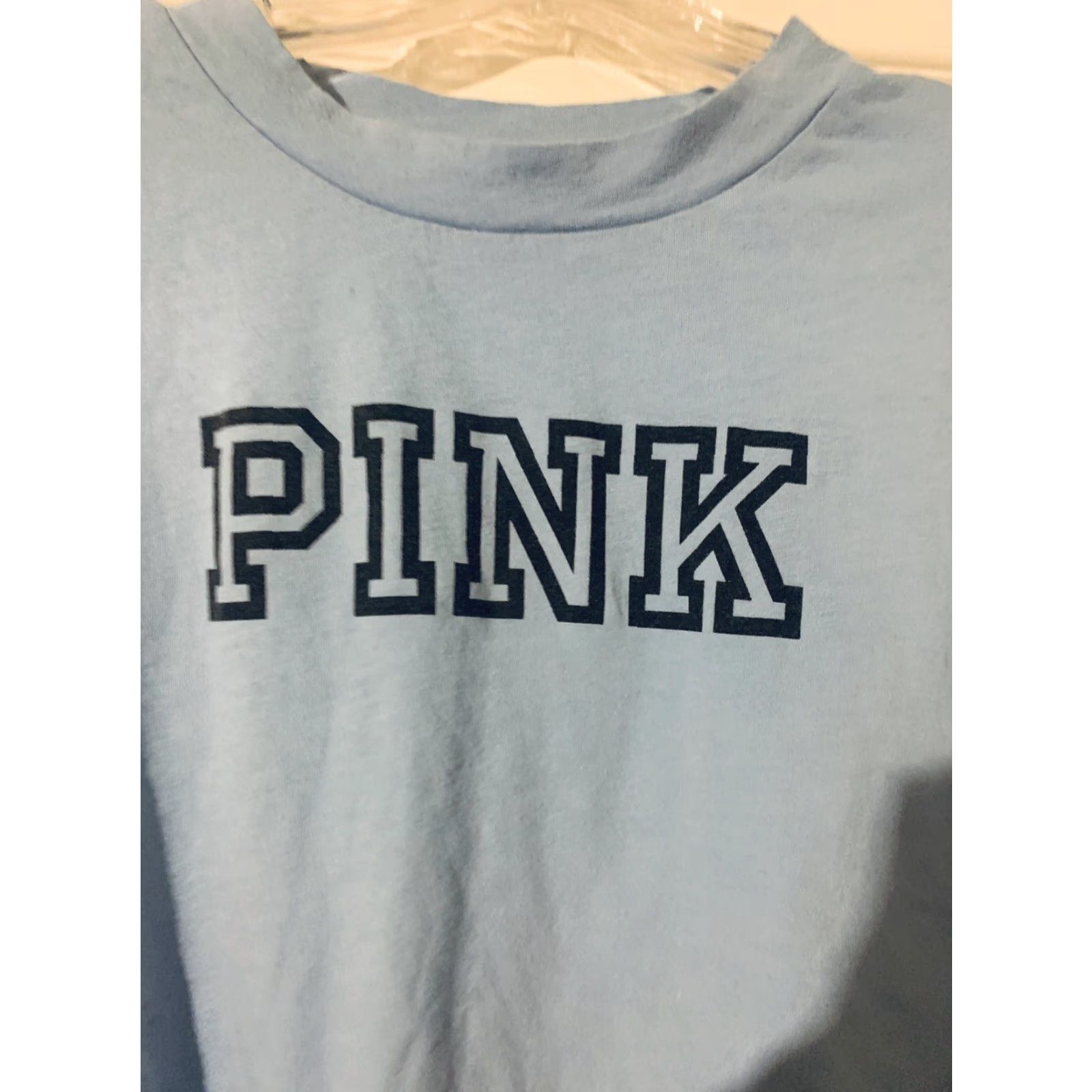Victoria's Secret VIOCTORIA'S SECRET PINK LONG SLEEVE CROP TOP Medium M Small Dot On Shoulder Shirt Crew Neck Womens Size M / US 6-8 / IT 42-44 - 2 Thumbnail