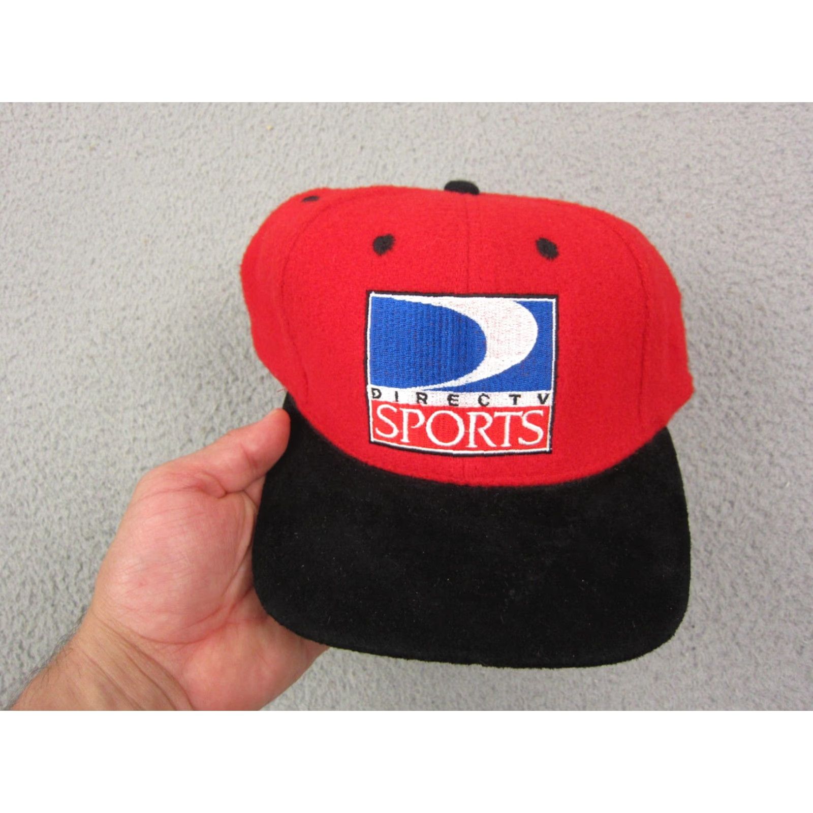 Vintage VINTAGE DIRECTV Hat Mens Snapback One Size Red Black Wool Suede Brim 80s 90s USA Sports Adjustable Alloy Pacific Sportswear Mens Hats Size ONE SIZE - 2 Thumbnail