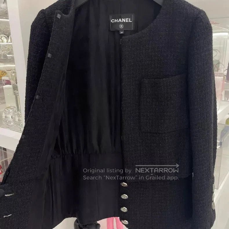 Chanel Chanel Black CC Round Neck Coat. Size US M / EU 48-50 / 2 - 5 Thumbnail