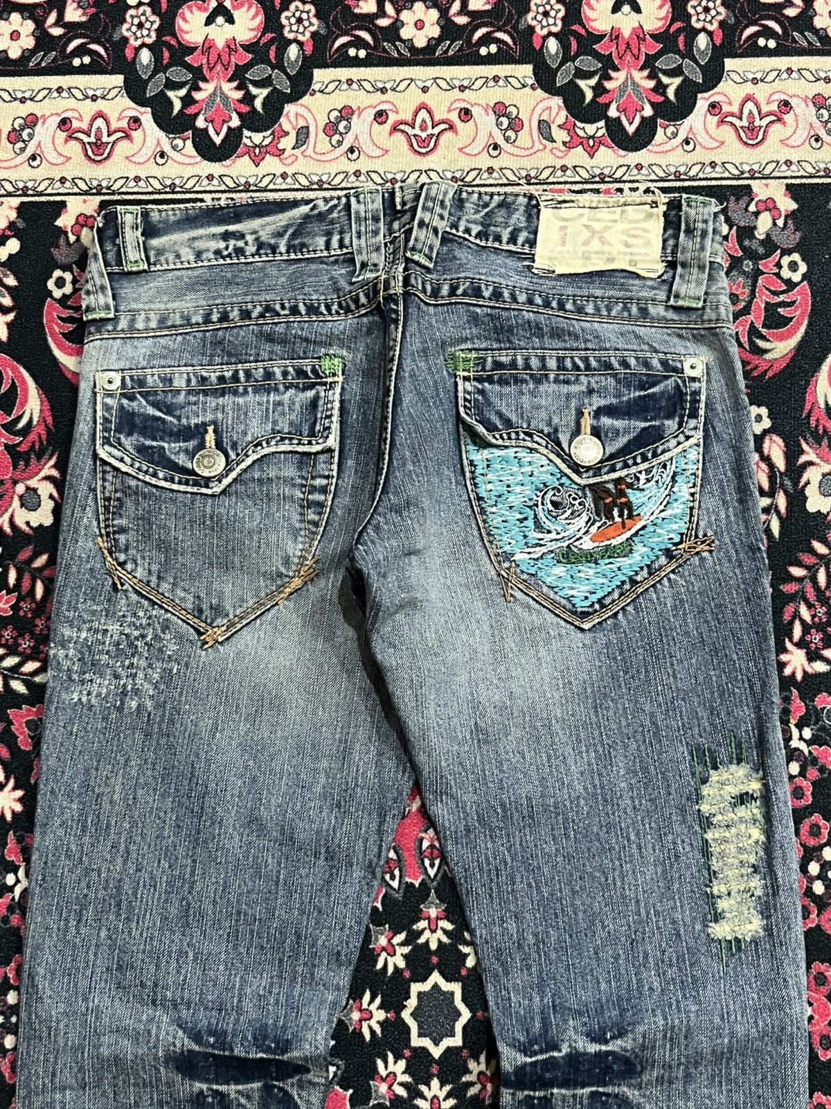 If Six Was Nine C Seventeen Cedi Sept Embroidery Pocket Distress Flare Jean Size 29" - 6 Thumbnail
