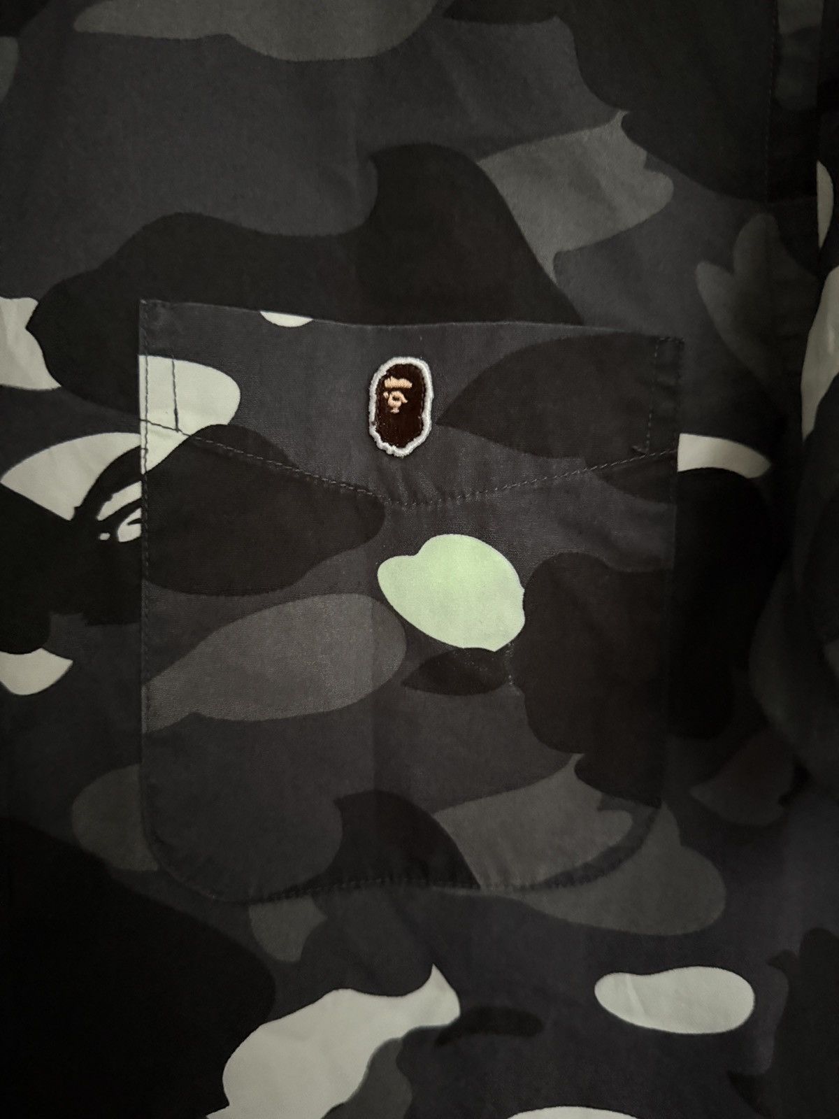 Bape Bape - Grey Glow-In-The-Dark Camo Short Sleeve Shirt - Sz M Size US M / EU 48-50 / 2 - 7 Thumbnail