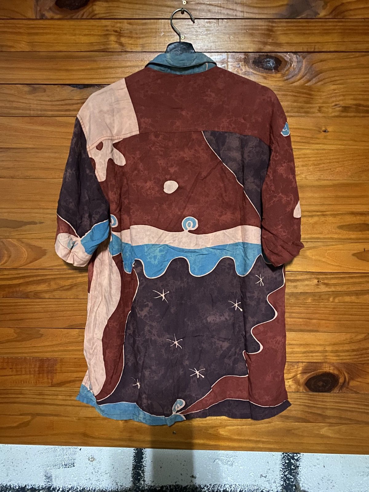 Japanese Brand Season Design Vintage Rayon Shirt – Abstract Art Pattern Size US L / EU 52-54 / 3 - 10 Thumbnail